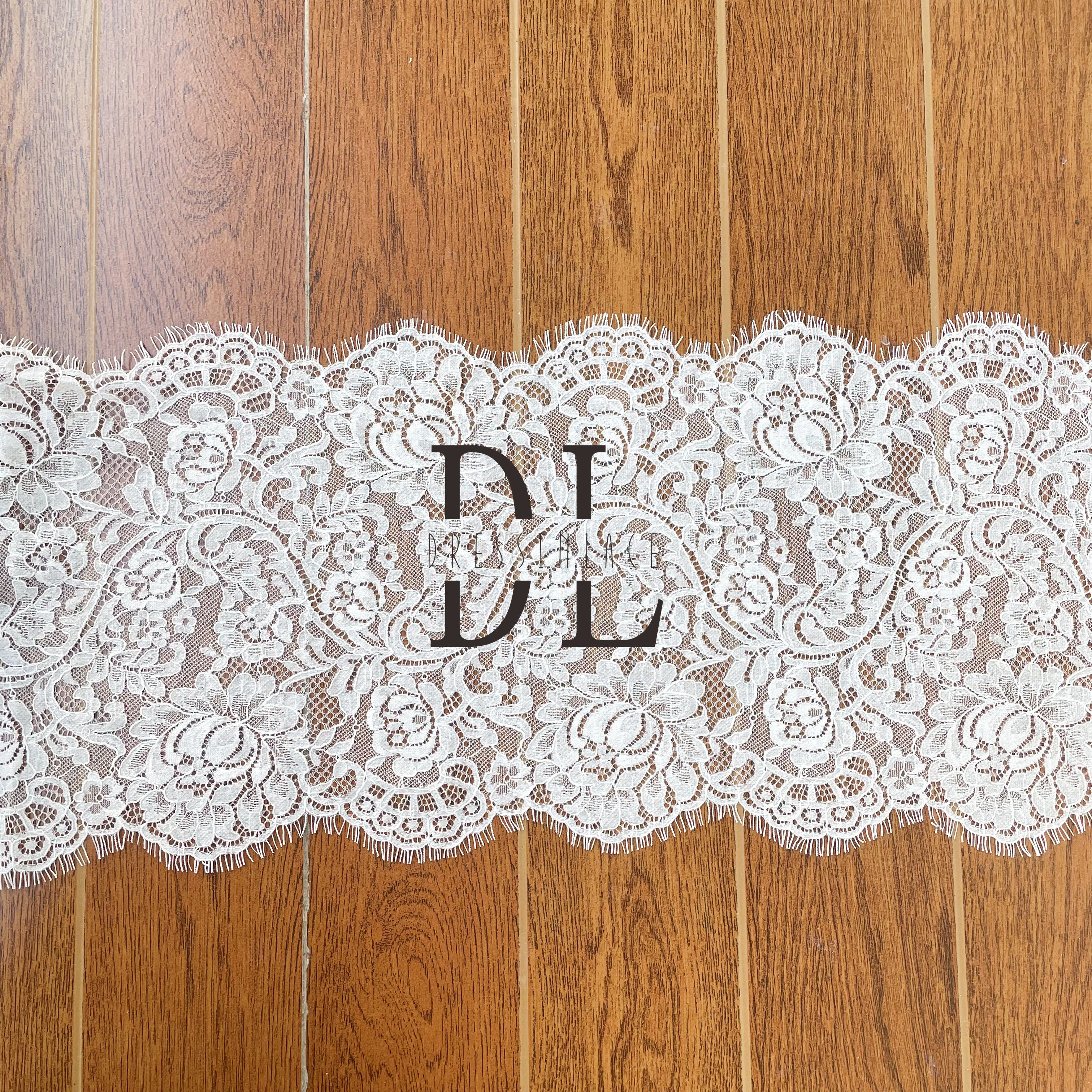 DLTL25199 Rose Flowers Trimming Lace Width 25cm For DIY Bridal Veils Garment Dresses