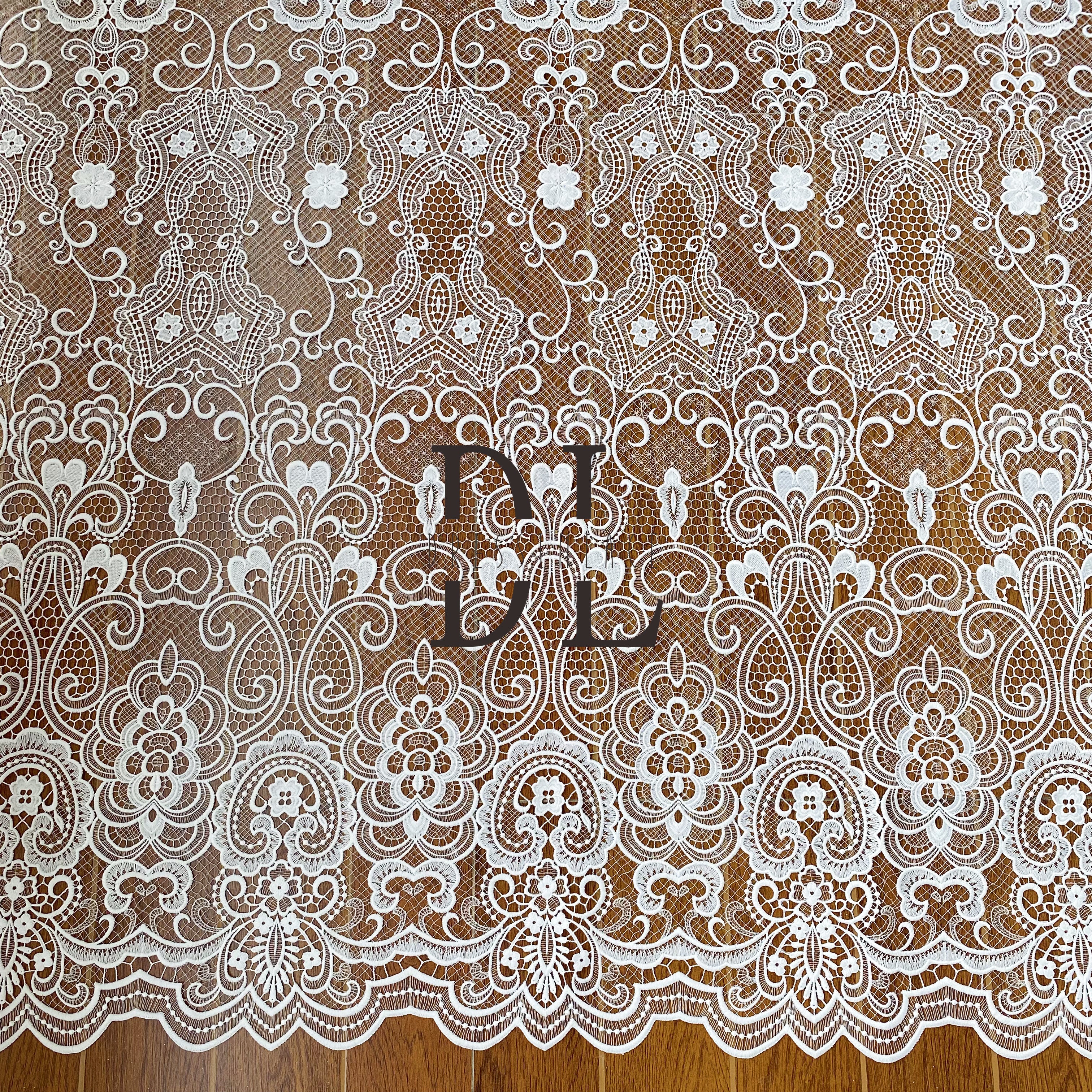 DLG120128 Tessuto in pizzo idrosolubile in stile classico - Linee squisite accentuano la bellezza diversificata del pizzo - Perfetto per abiti da sposa DLG120128