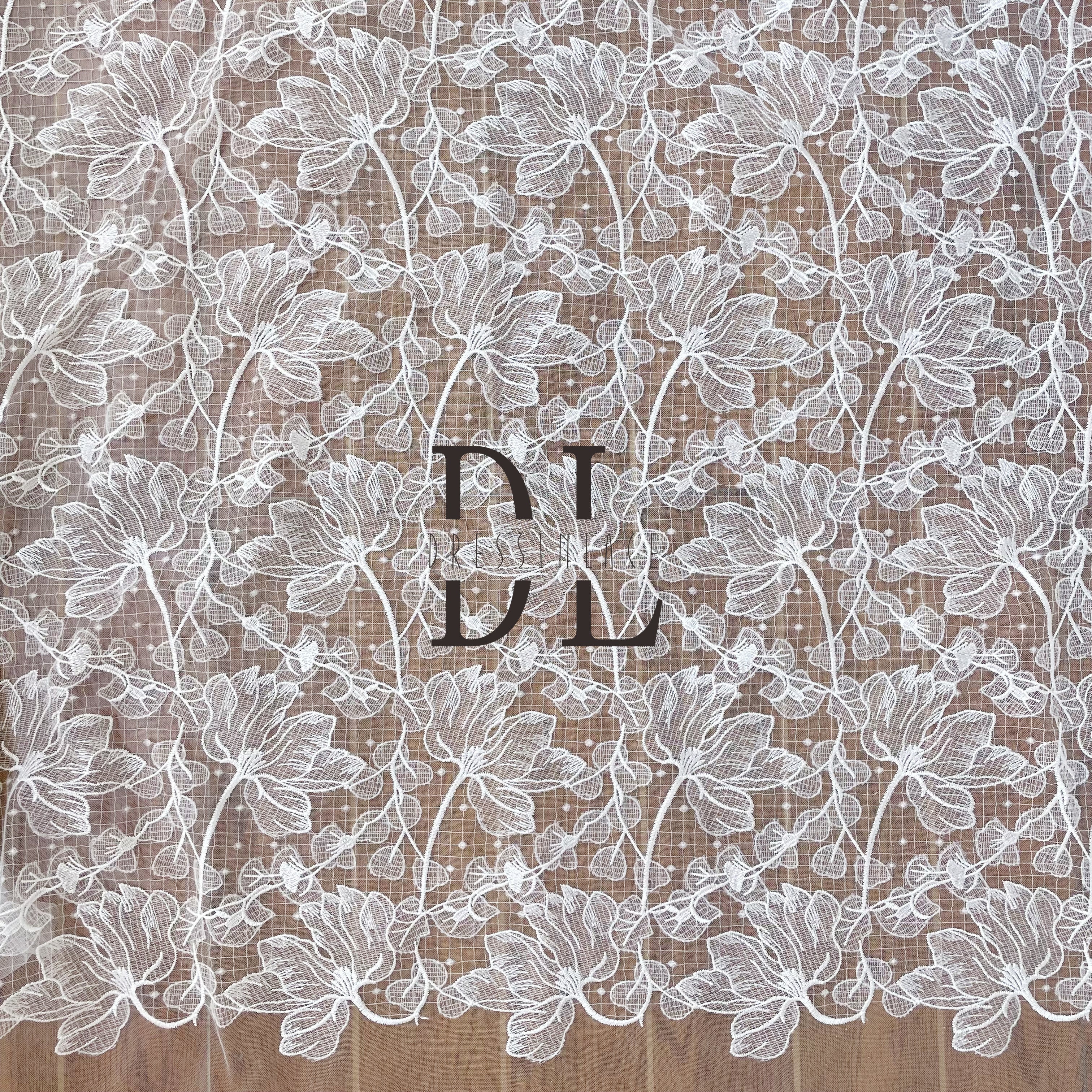 DL120124 Elegant Lace Fabric - Water Soluble, Showcasing Beauty - Must-Have for a Sophisticated Look