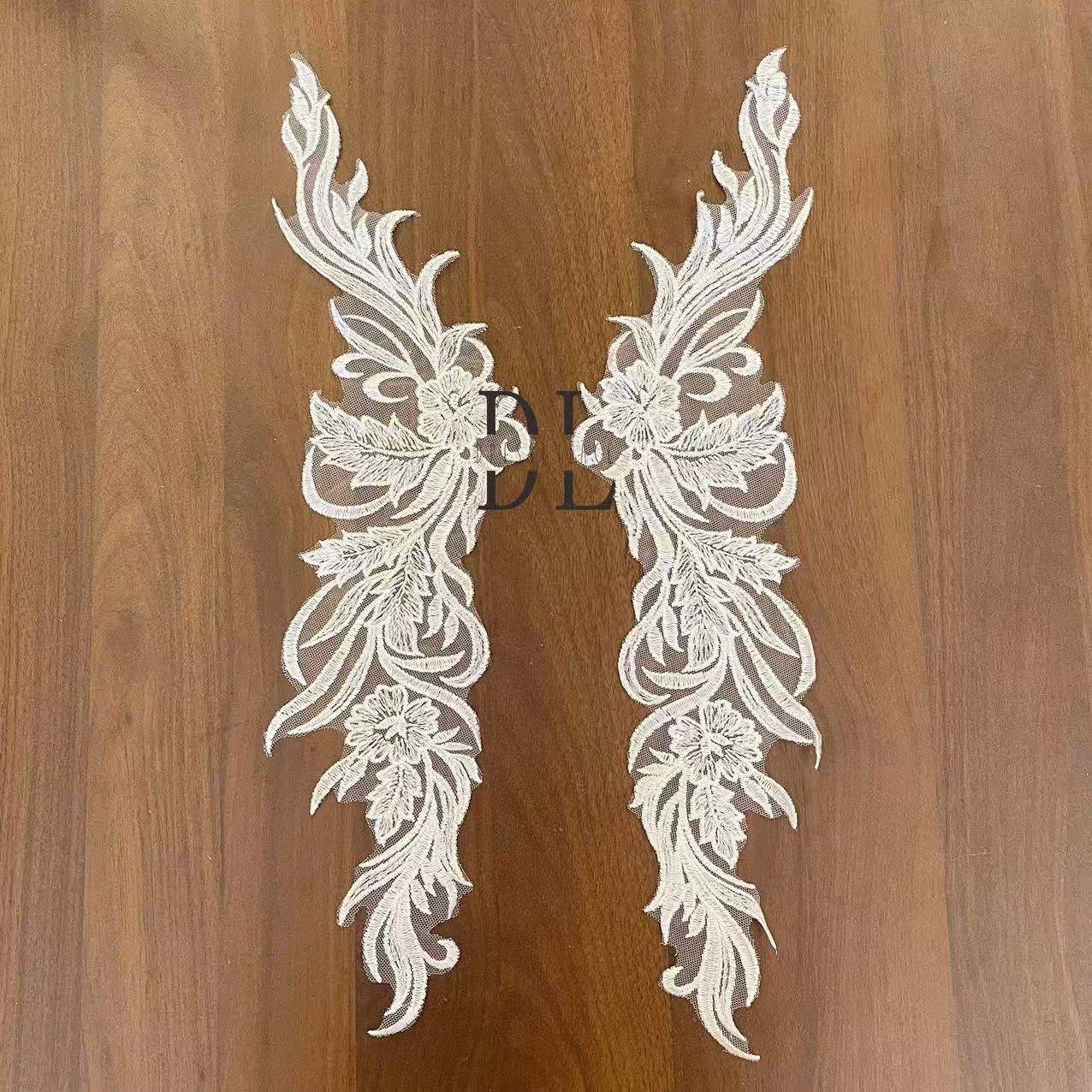 DLM2311 Bridal Lace Appliques with sequins for wedding dresses, veils and home textiles