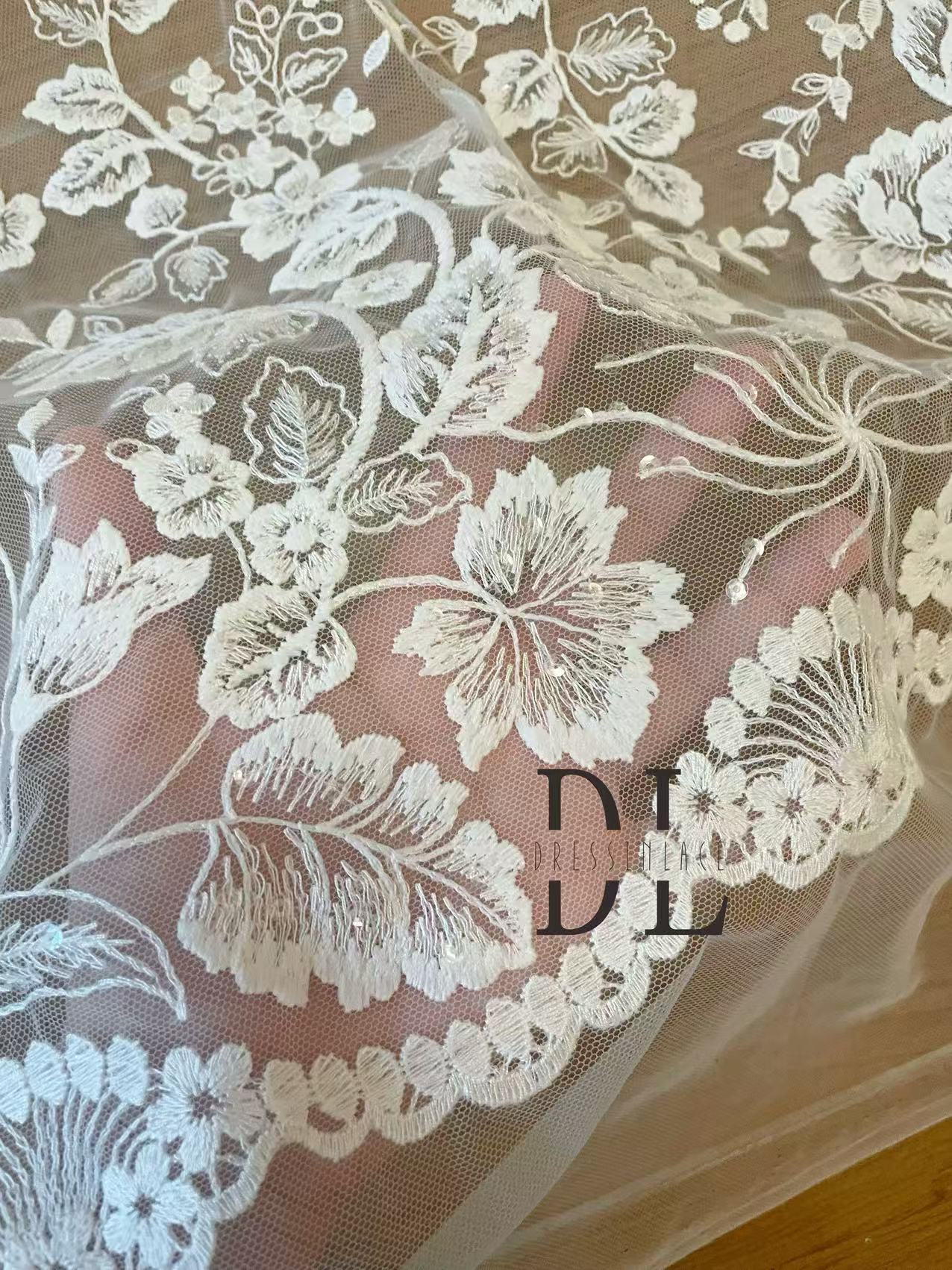 DL130229 sequins bridal lace fabric for wedding dress, noiva dresses, width 130cm