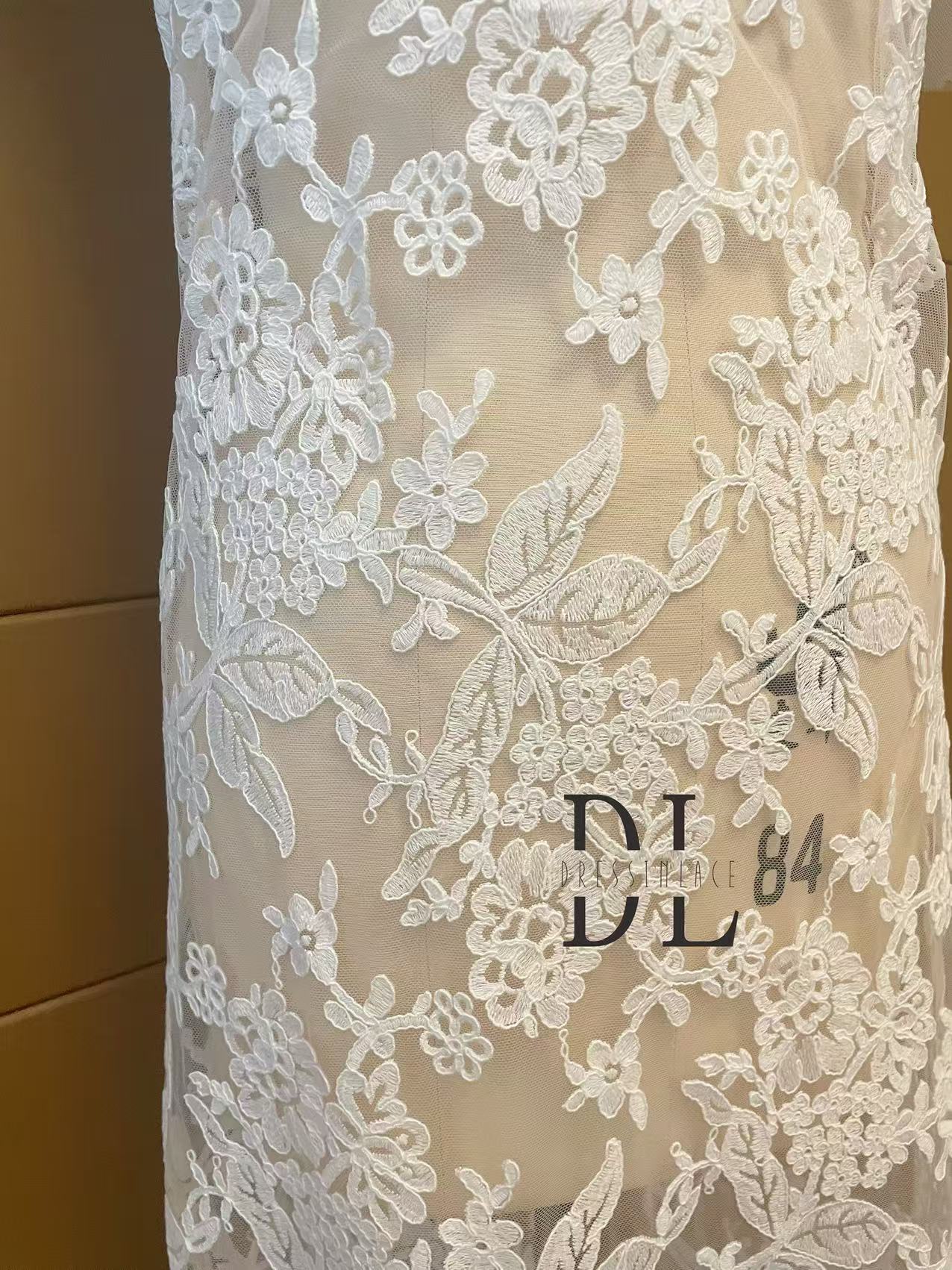 DL130231 Bridal Fabrics Embroidered Cording Lace for wedding gowns, formal dresses, home textiles