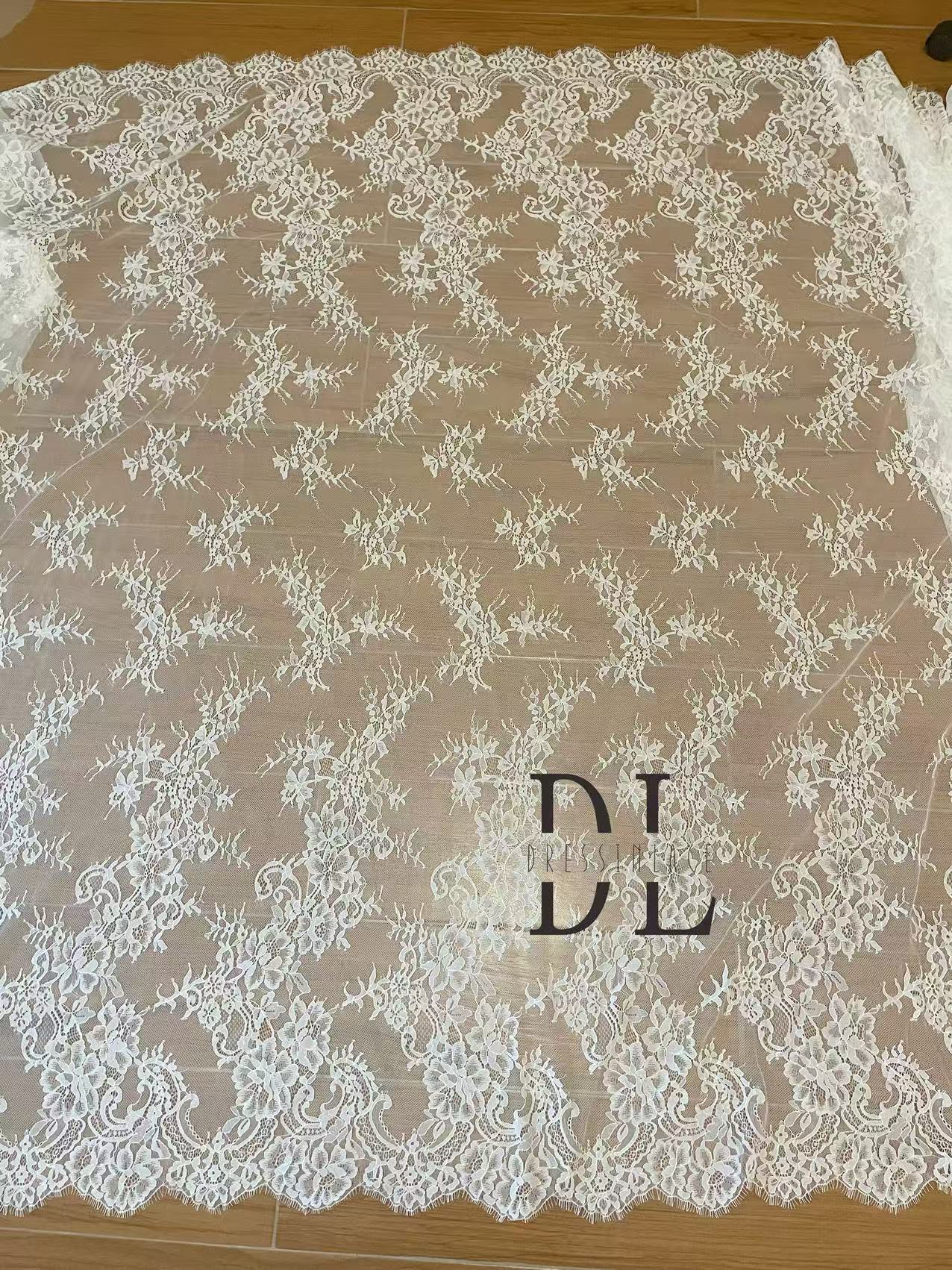 DL15115 Soft eyelash Chantilly lace 3 meters per piece for bridal boho dresses, home decor