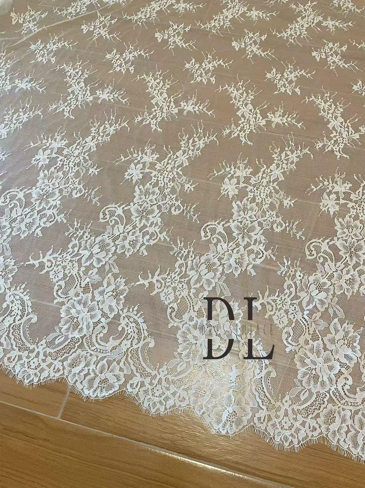 DL15115 Soft eyelash Chantilly lace 3 meters per piece for bridal boho dresses, home decor