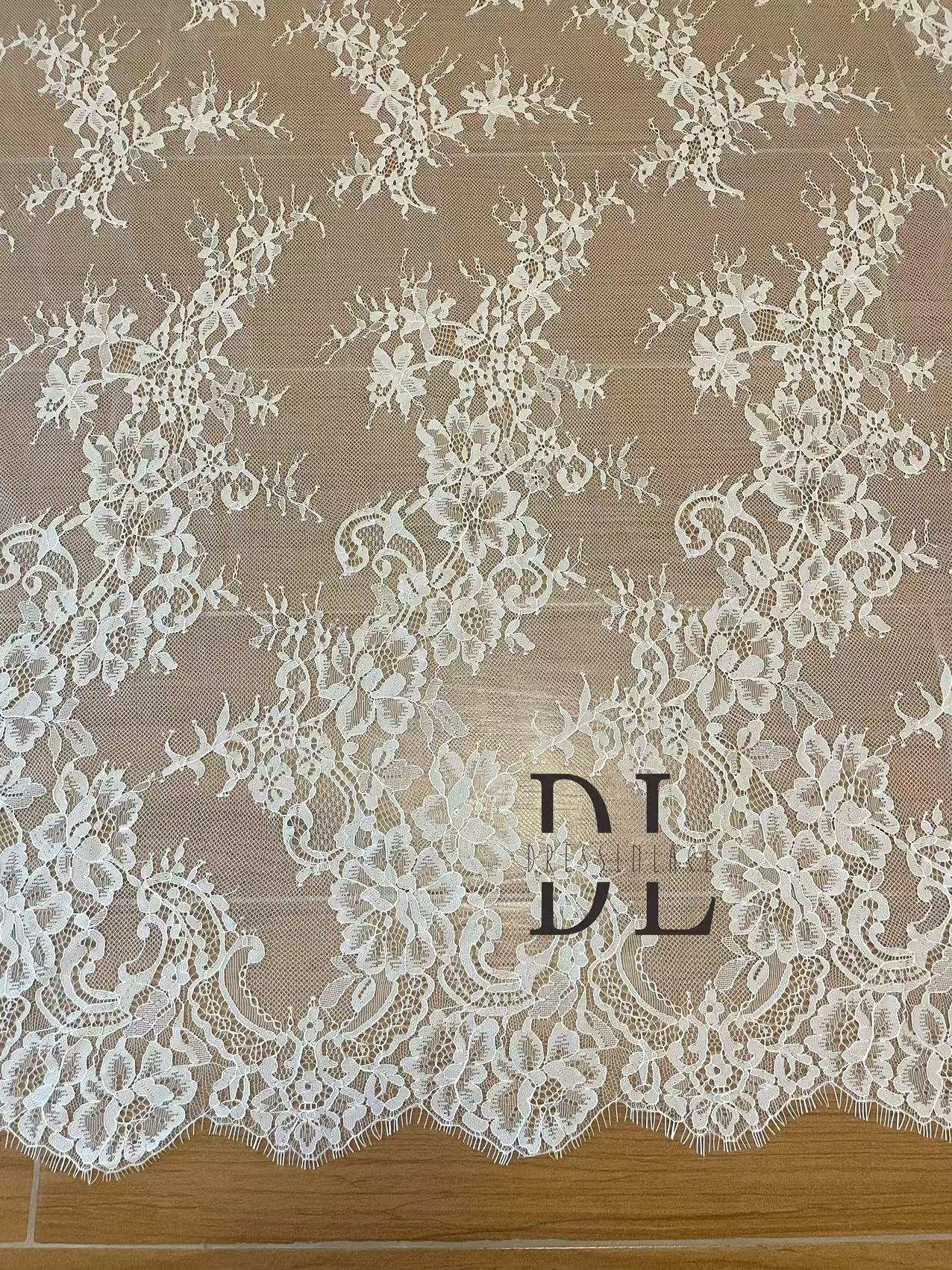 DL15115 Soft eyelash Chantilly lace 3 meters per piece for bridal boho dresses, home decor