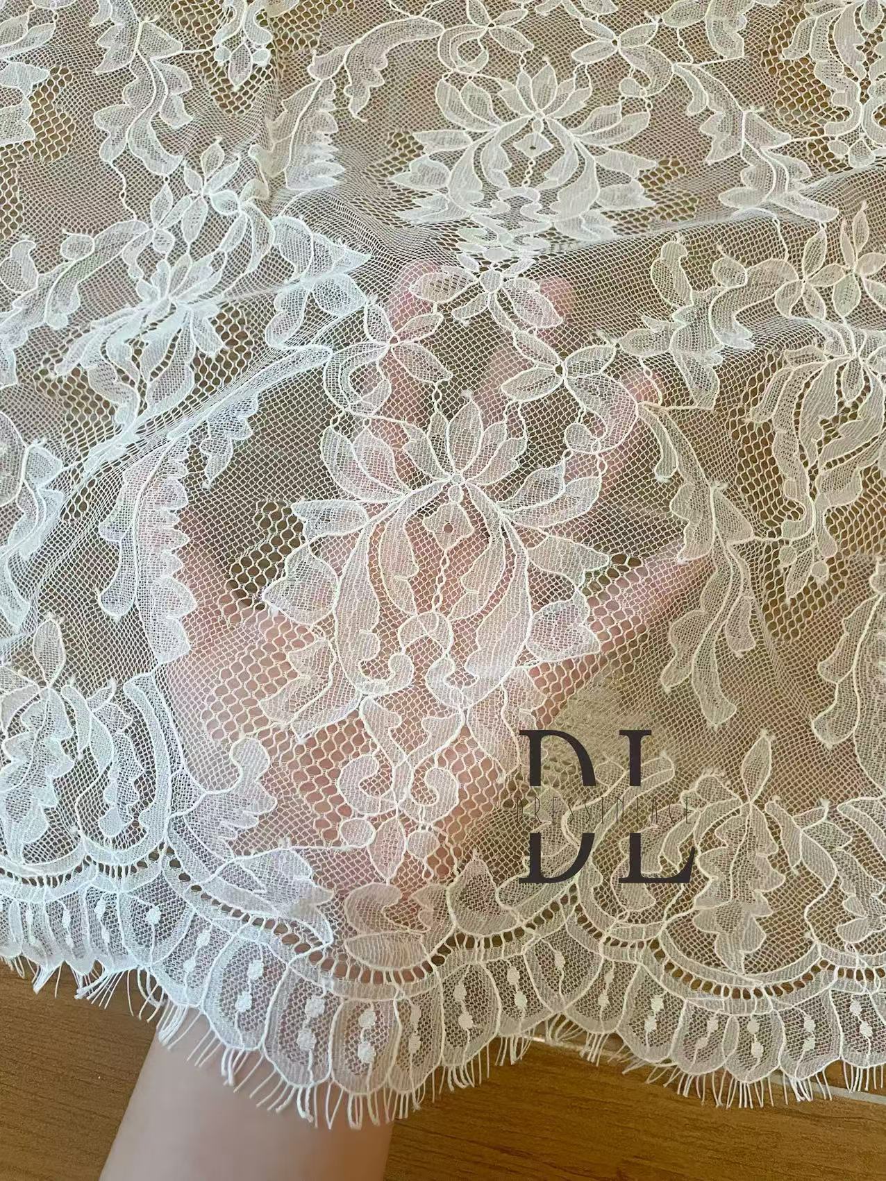 DL15116 Soft eyelash Chantilly lace 3 meters per piece for bridal wedding dresses, home decor