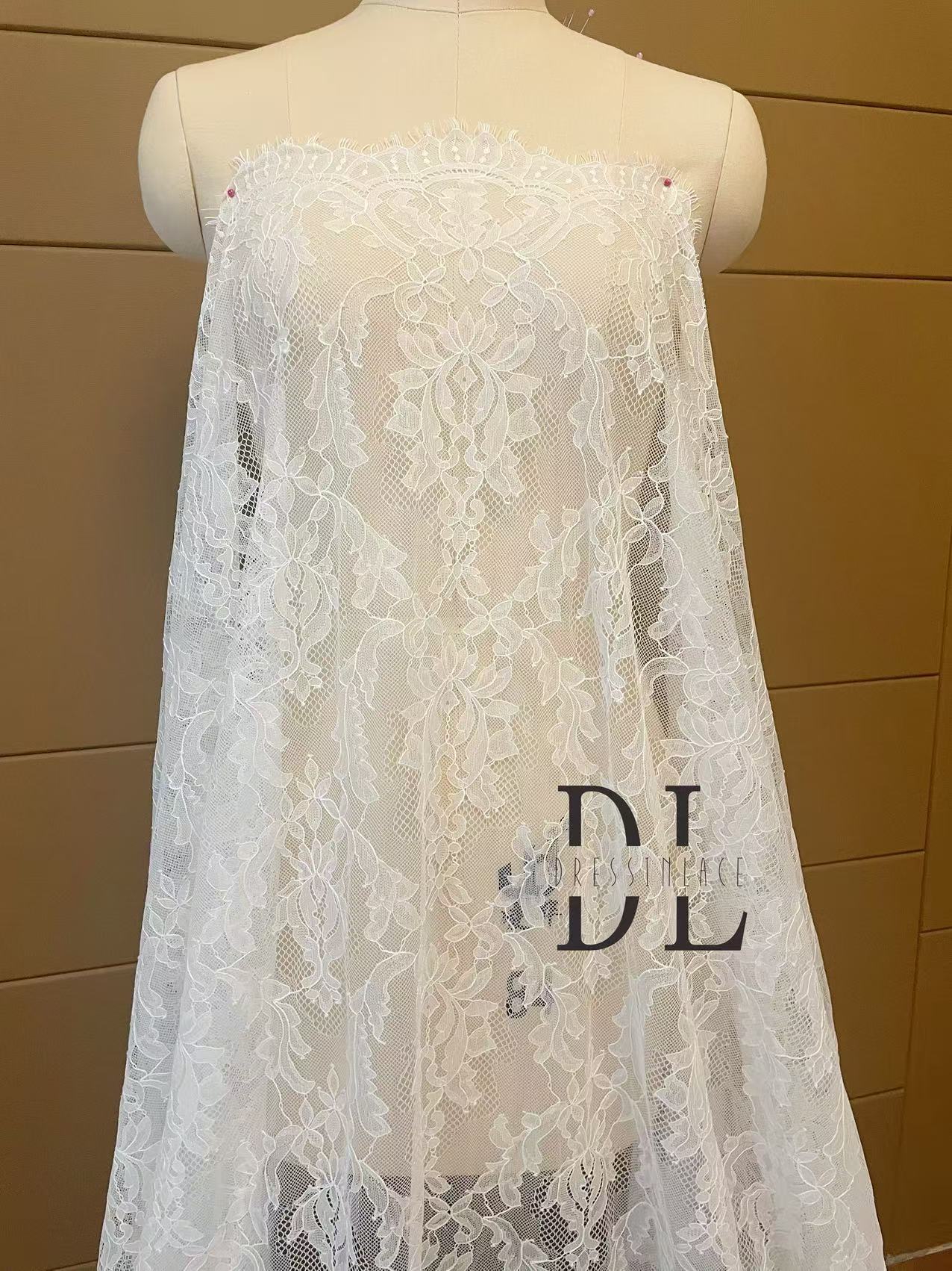 DL15116 Soft eyelash Chantilly lace 3 meters per piece for bridal wedding dresses, home decor