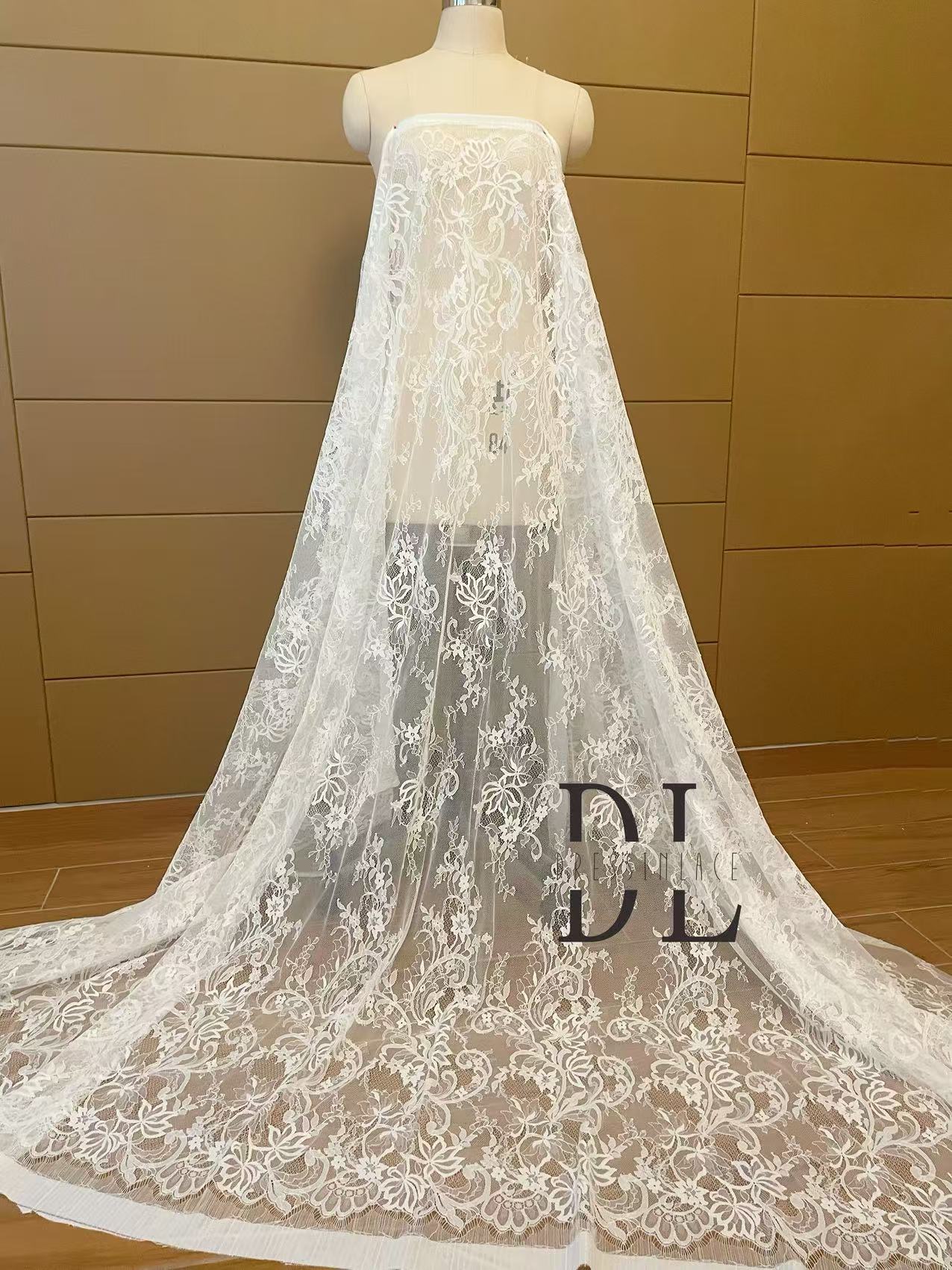 DL15117 Nylon Bridal Chantilly lace 3 meters per piece for wedding dresses, home decor