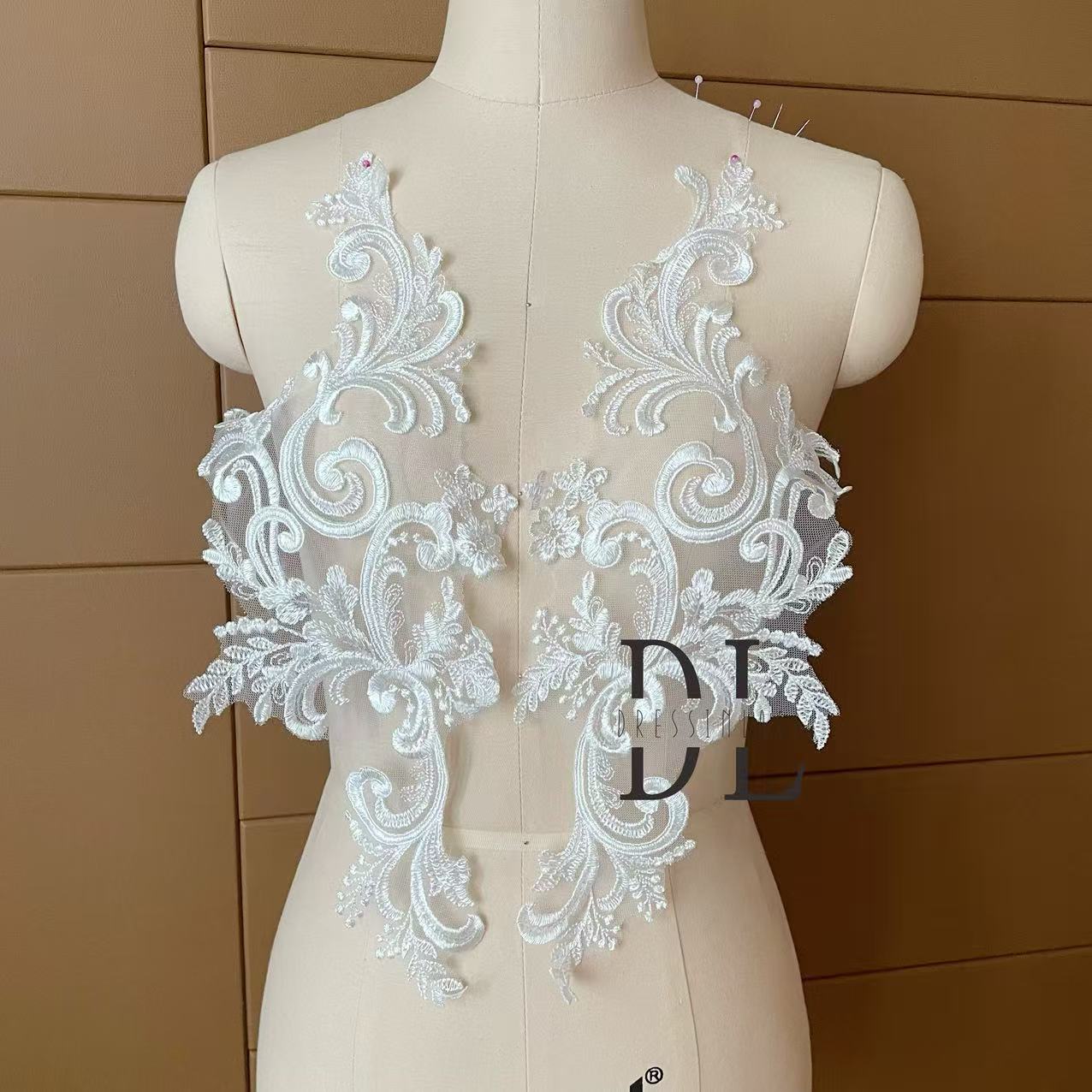 DLM2317 Shiny sequins Lace motifs for wedding dresses, formal gowns, veils and home textiles