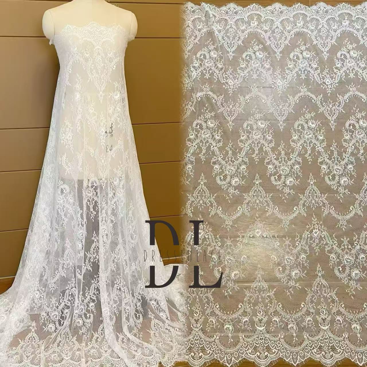 DL15118 Nylon Eyelash lace 3 meters per piece for wedding dresses, boho dress, child clothes