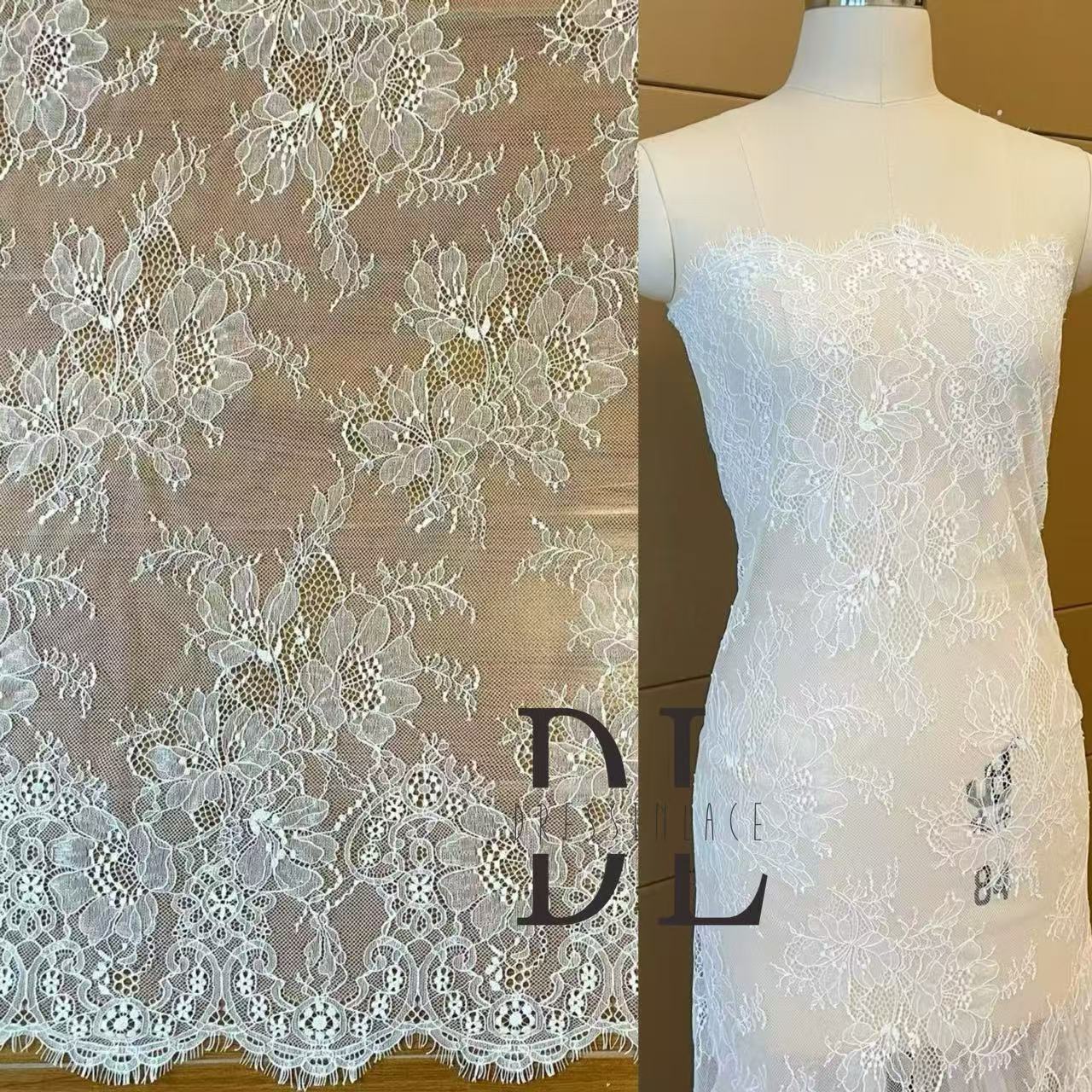 DL15106 Chantilly Eyelash lace 3 meters per piece for wedding dresses, boho dress, child clothes