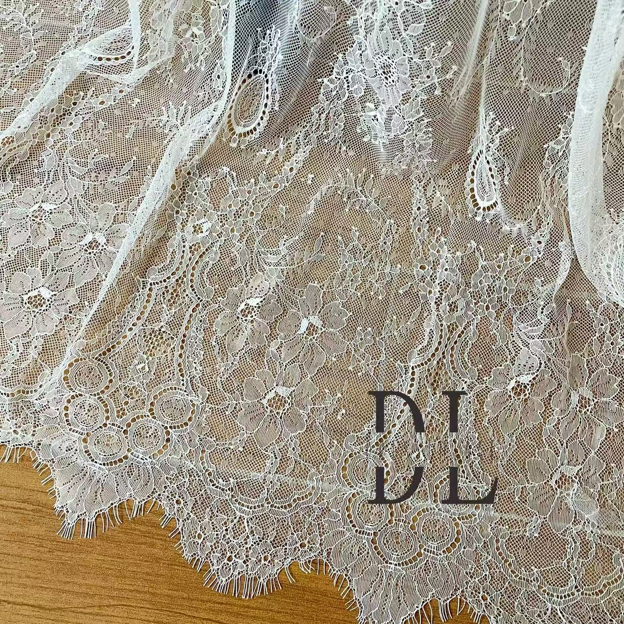 DL15123 Soft French Lace with Eyelash for bridal gowns, wedding dresses, boho dress, child clothes 3meters/piece