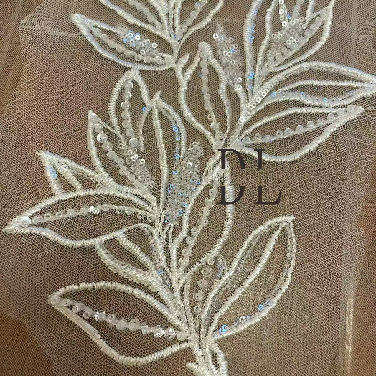 M2275&2323 Beading embroidered Lace appliqués for bride dresses, veils, fashion clothes accessories