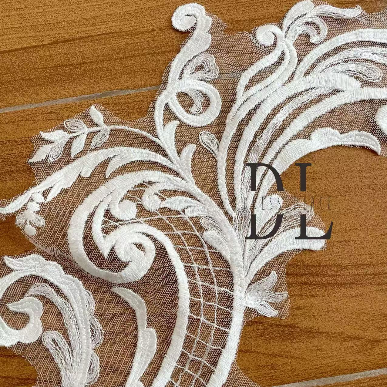 DLM2328&DLM2329 Embroidery Lace patches for bride dresses, bridal veils, DIY fashion clothes accessories