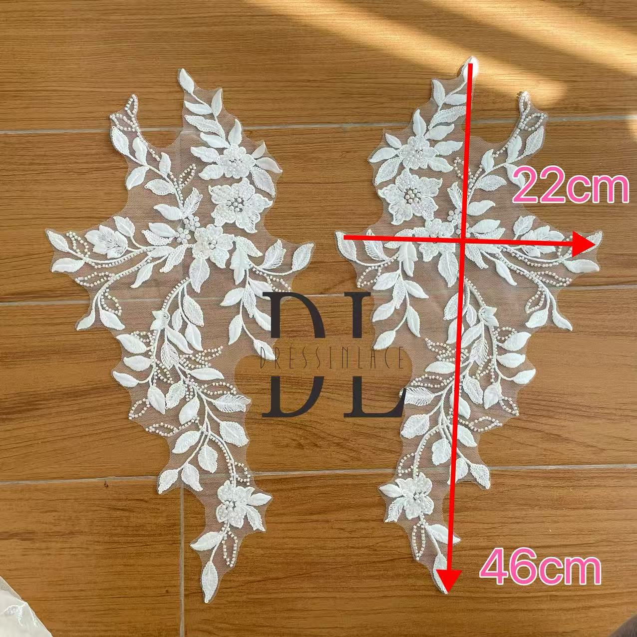 DLM2325&DLM2326 Beaded embroidery Lace motifs for bride dresses, bridal veils, fashion clothes accessories