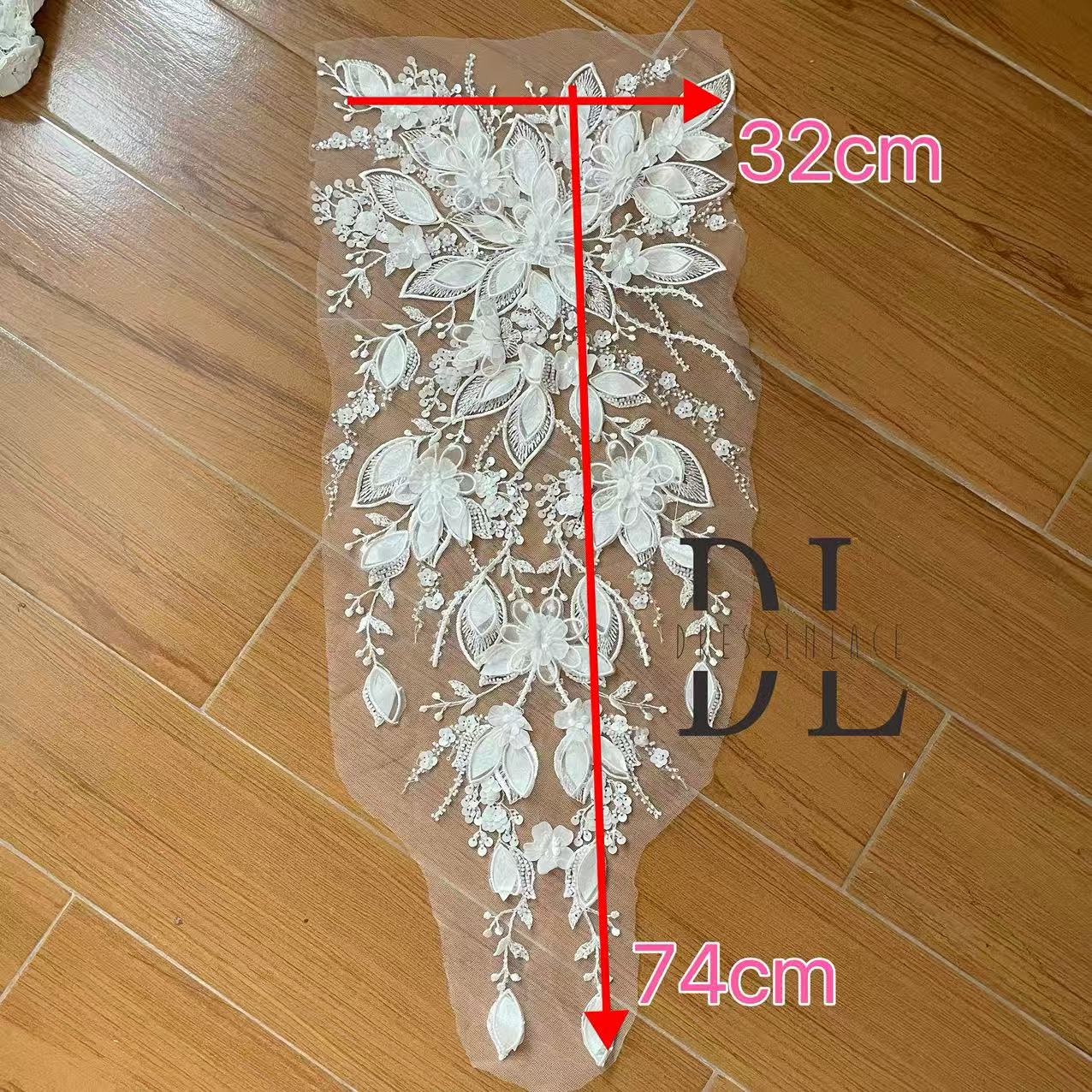 DLM2335 3d flowers lace appliques with beads sequins for Bride wedding dresses Lace motifs, bridal veils accessories