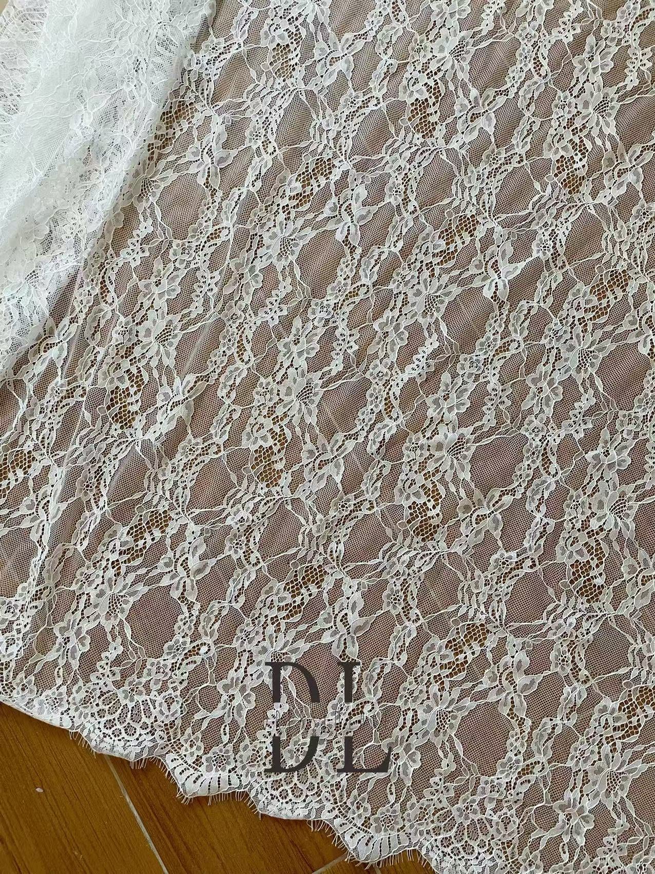DL15139 French Chantilly Lace with Eyelash for bride gowns, wedding dress, boho dress, kids dresses, home textiles