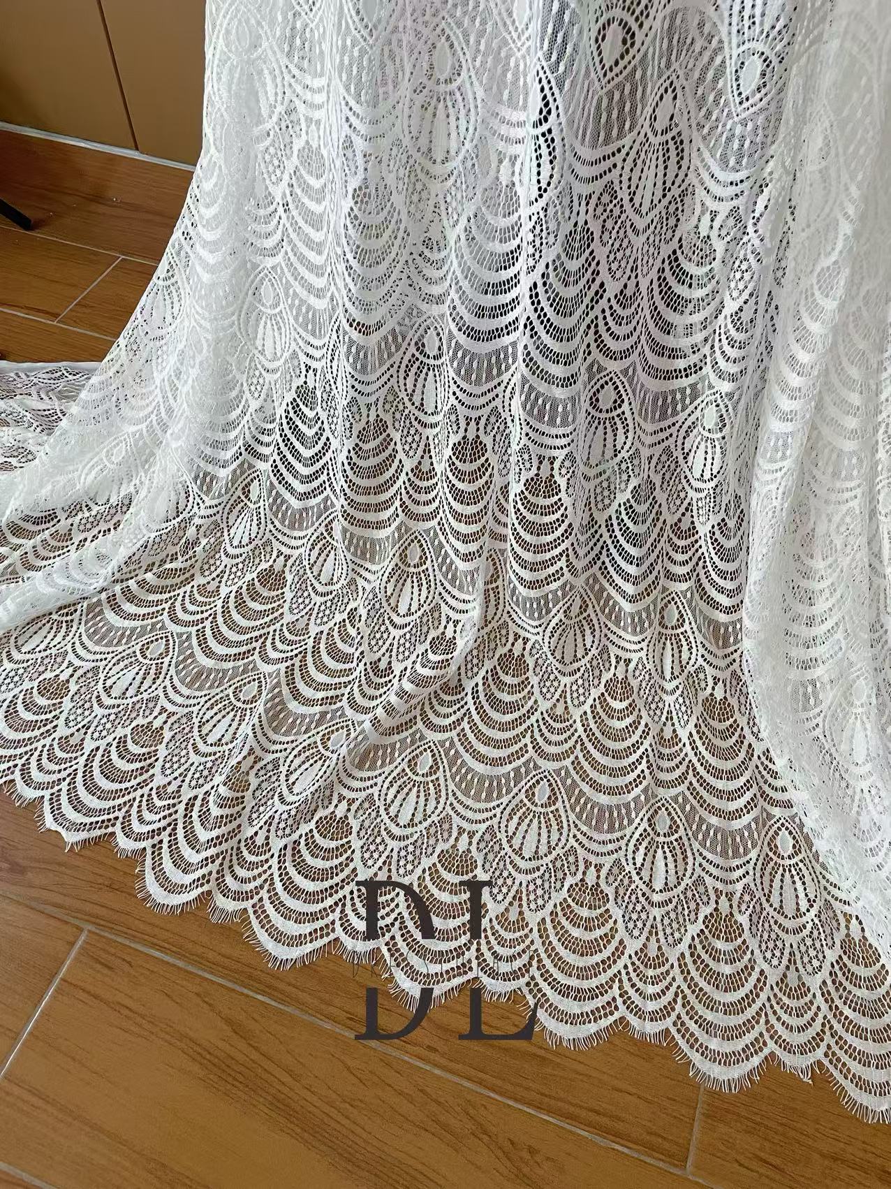 DL15096 French Chantilly Lace with Eyelash for bride gowns, wedding dress, boho dress, home textiles