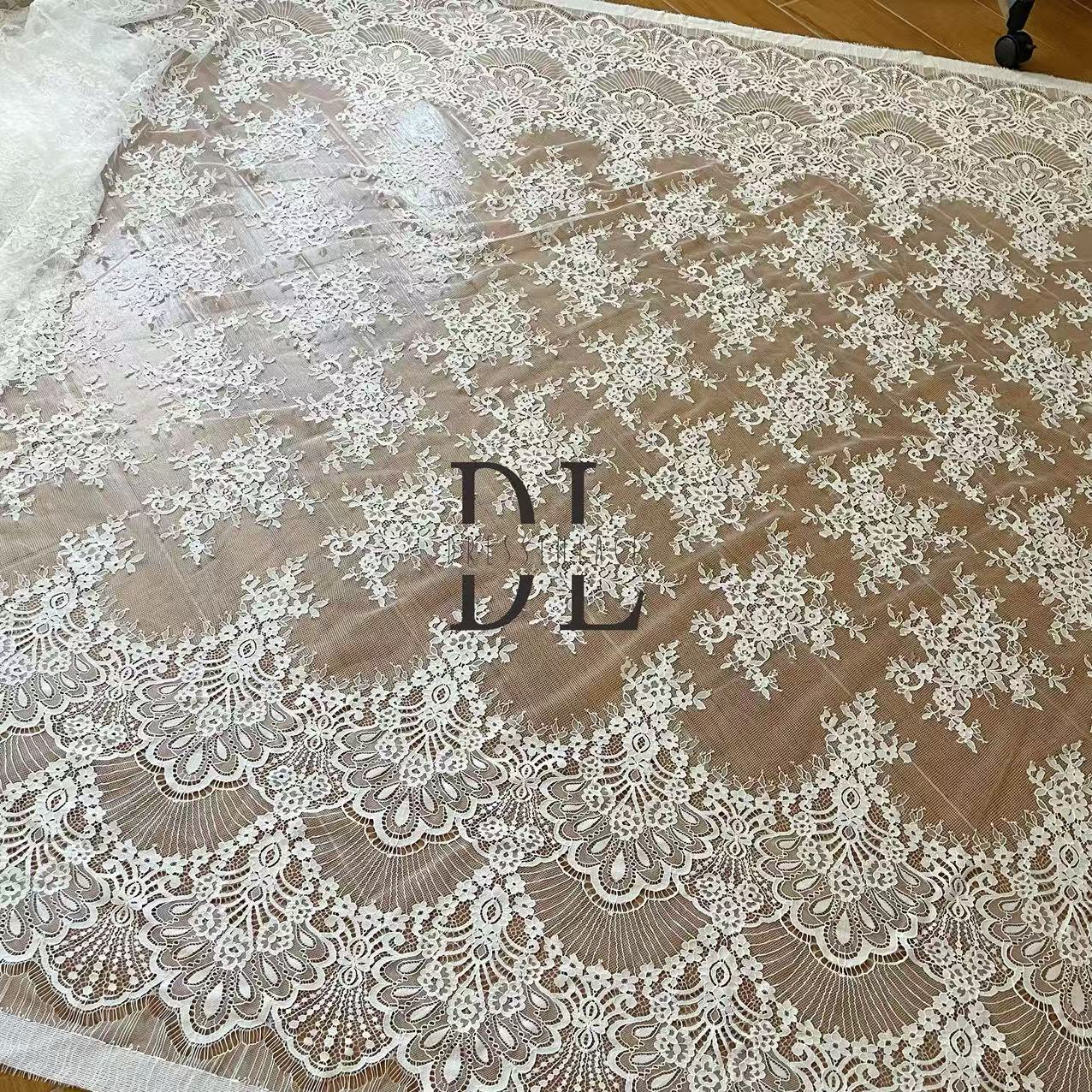 DL15134 Eyelash Chantilly Lace for bride gowns, wedding dress, boho dress, kids dresses, home textiles