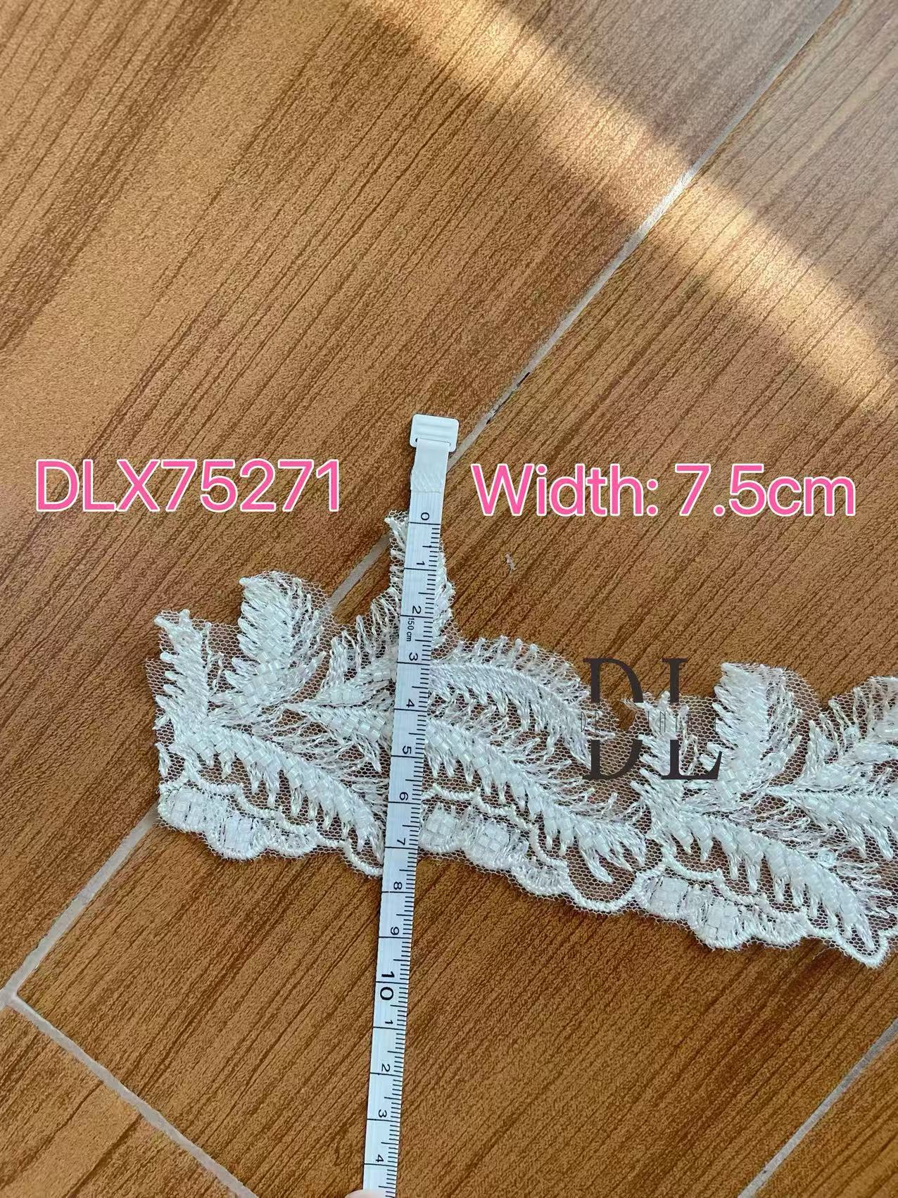 DLX15253 Patrón de hojas bordadas Tejido de encaje Bordes de ancho 15 cm Cuentas y lentejuelas para velos de novia