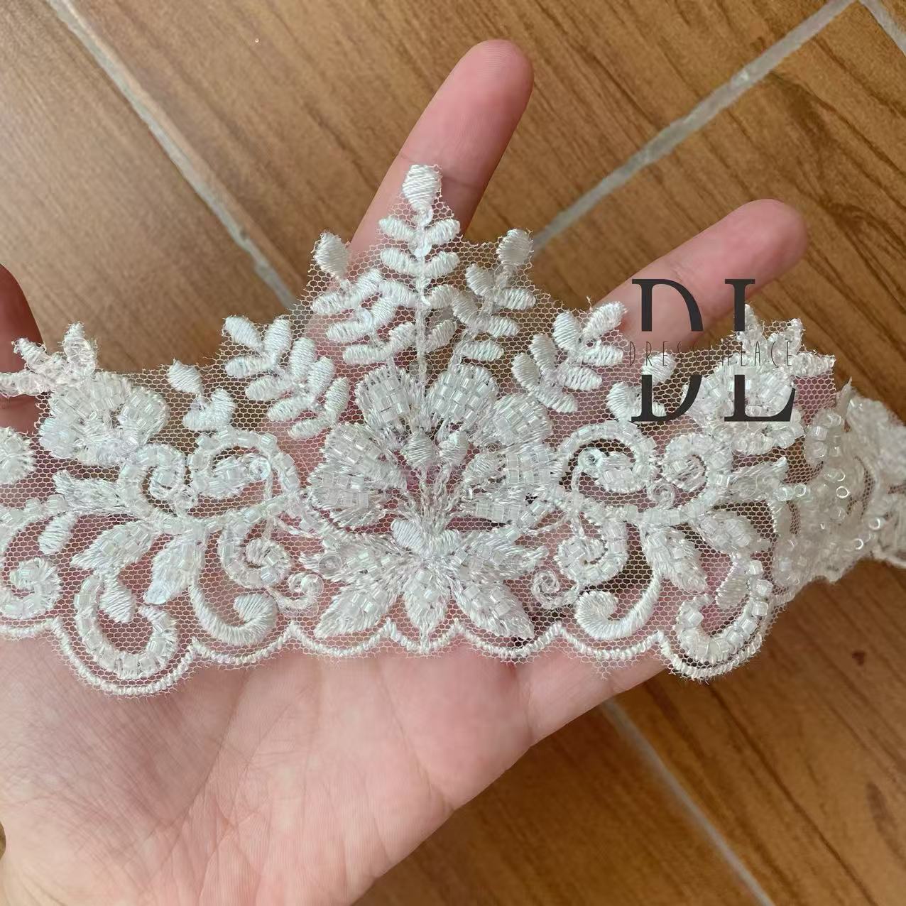 DLX85272 & DLX09274 & DLX75281 Beading Lace Trims for fashion clothes, bridal dresses, wedding veils accessories