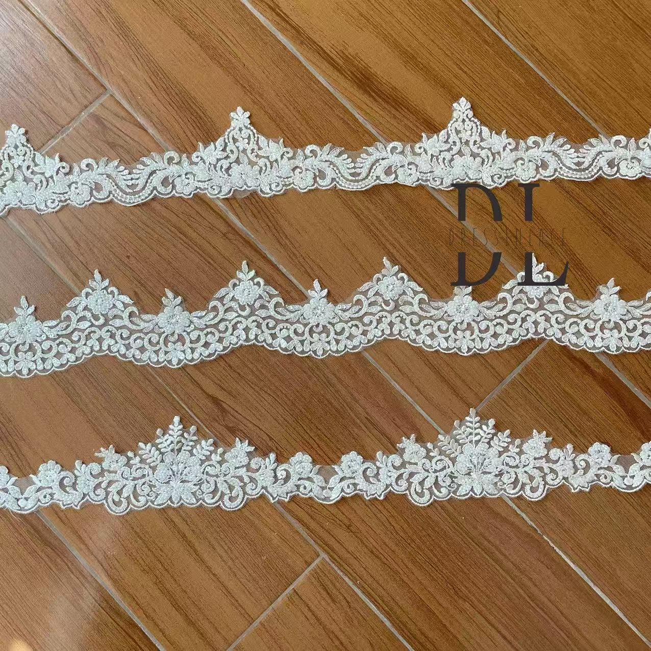 DLX85272 & DLX09274 & DLX75281 Beading Lace Trims for fashion clothes, bridal dresses, wedding veils accessories