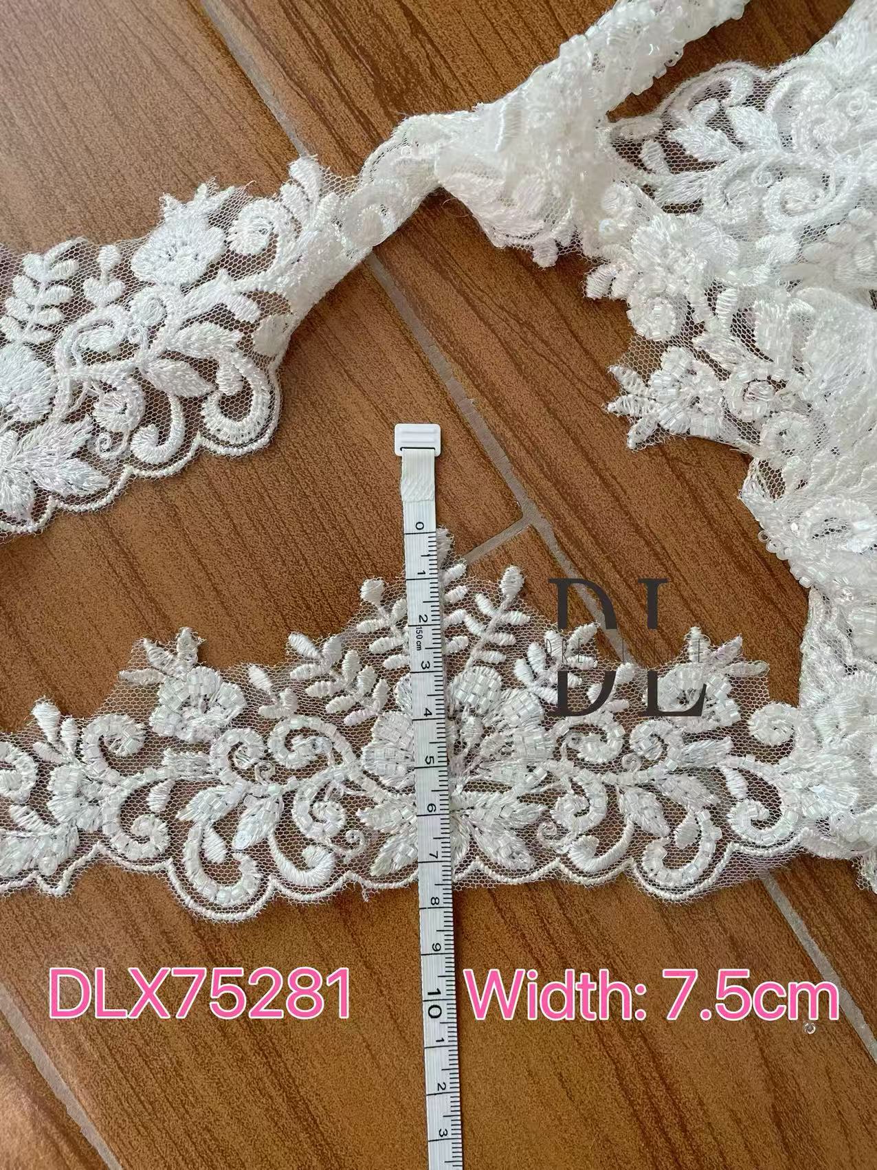 DLX85272 & DLX09274 & DLX75281 Beading Lace Trims for fashion clothes, bridal dresses, wedding veils accessories