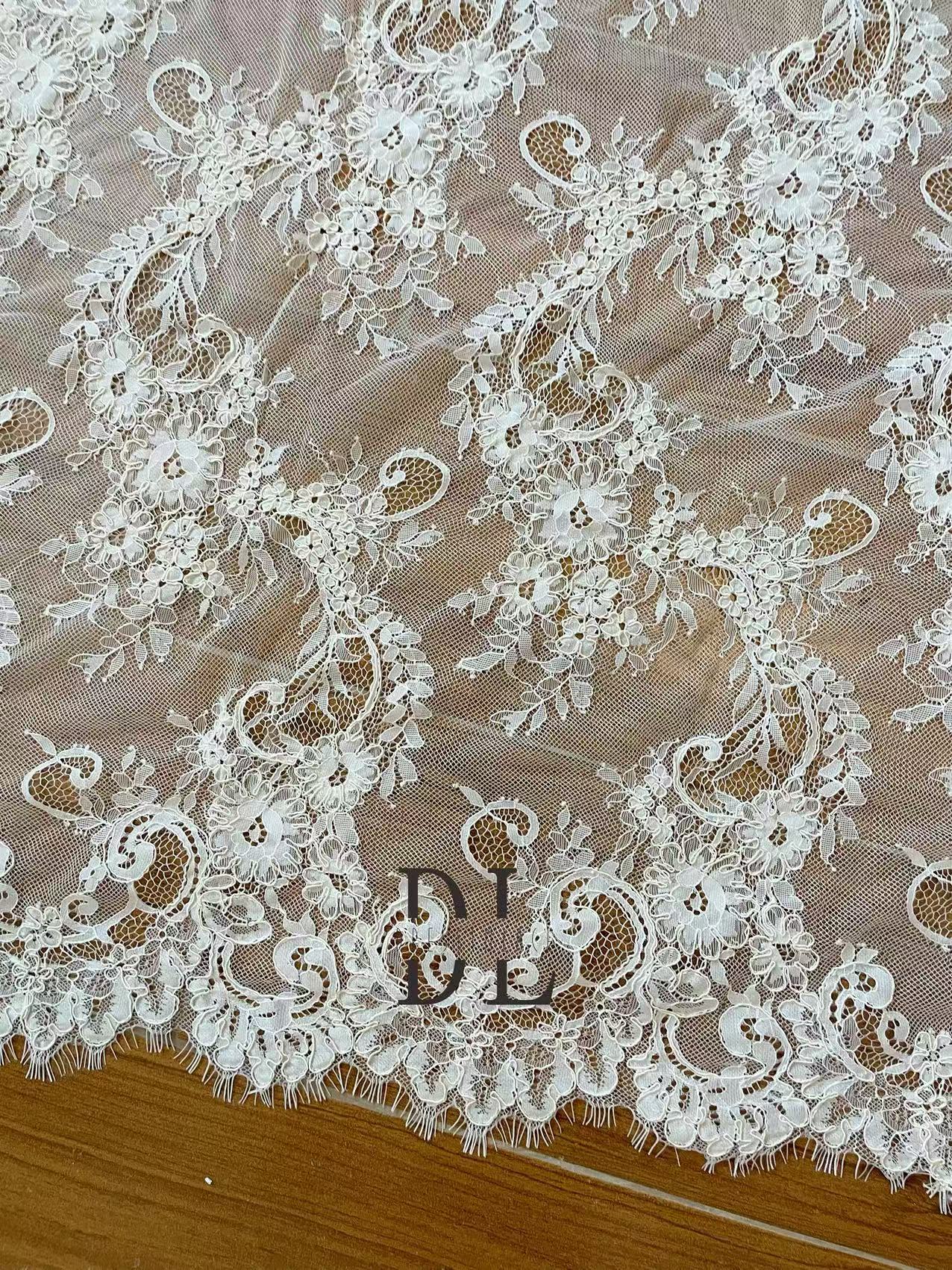 DL15100 Handmade cording Eyelash Chantilly Lace for bride gowns, wedding dress, boho dress, kids dresses, home textiles
