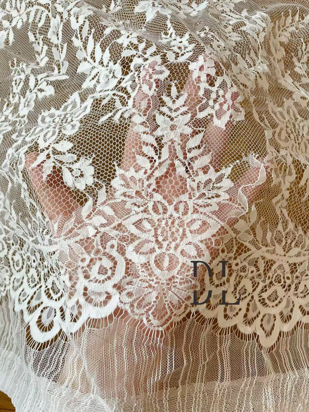 DL15140 Eyelash Chantilly Lace for bride gowns, wedding dress, boho dress, kids dresses, home textiles