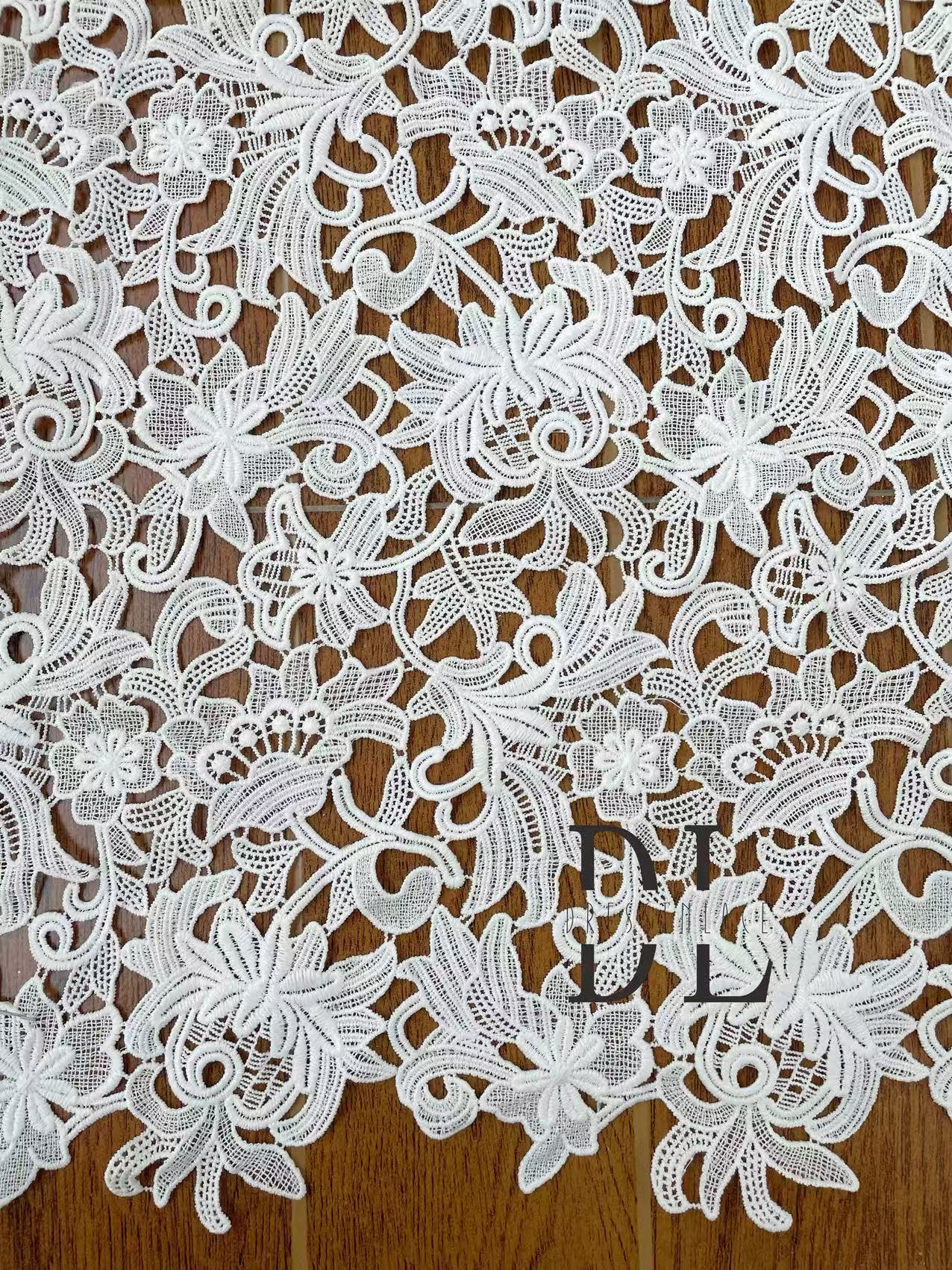 DLG120197 Elegant guipure Lace Fabrics, flowers pattern, For bridal wedding dresses, fashion clothes, kids dress