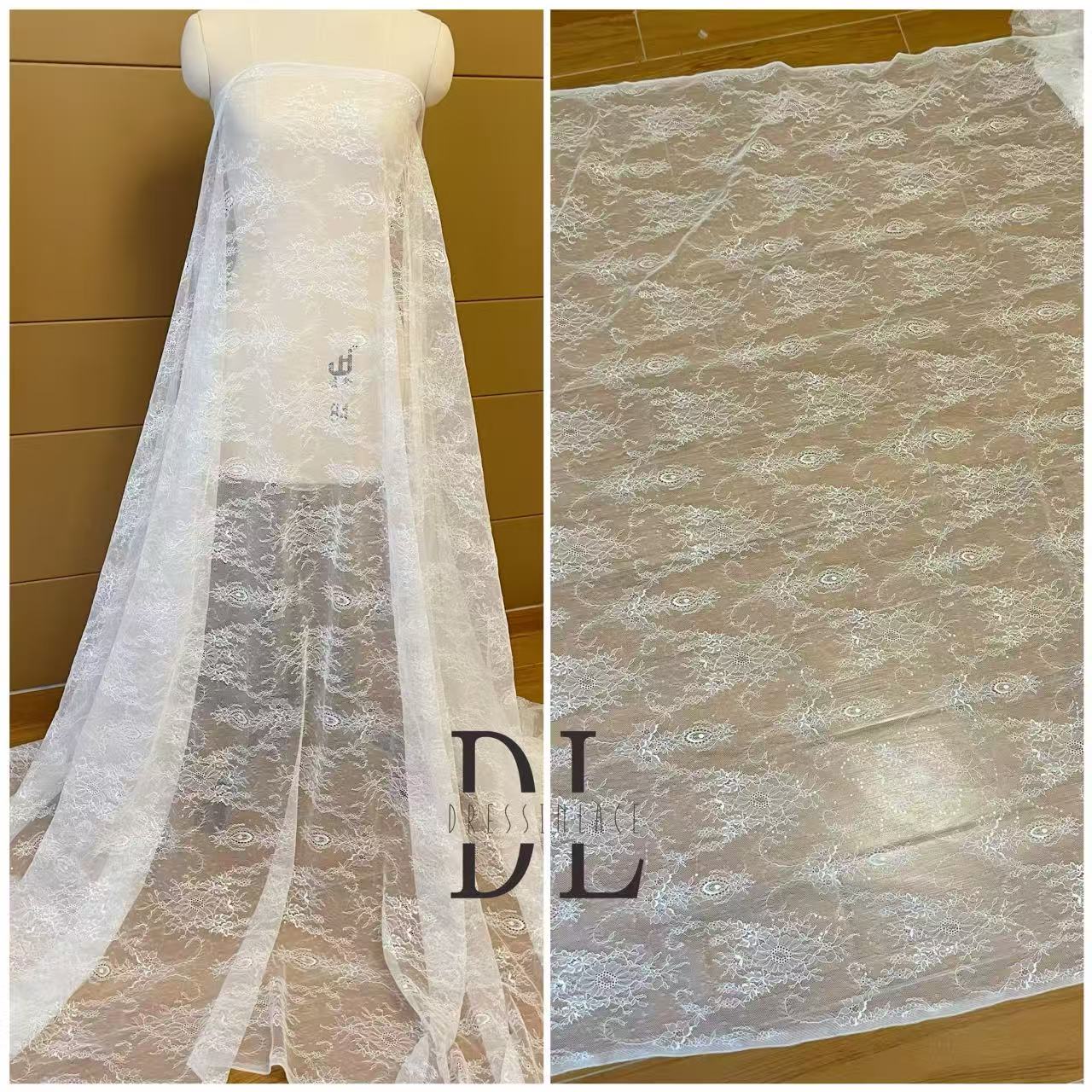 DL130261 High quality Bridal lace sequins lace fabrics for formal gowns, wedding dresses, DIY bride veils