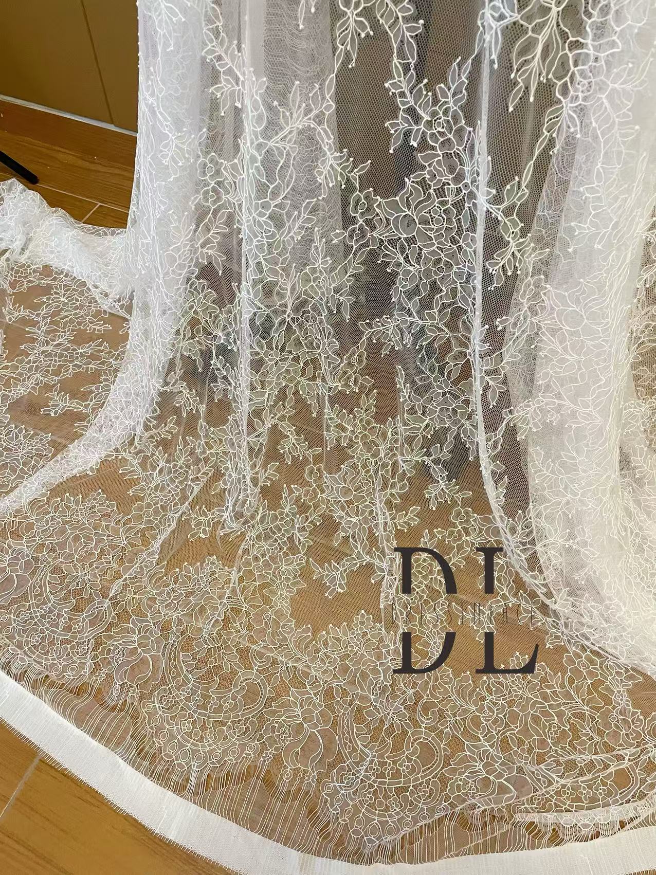 DL15144 Chantilly Lace fabrics for bride wedding dress, boho dress, kids dresses, DIY designer garment accessories