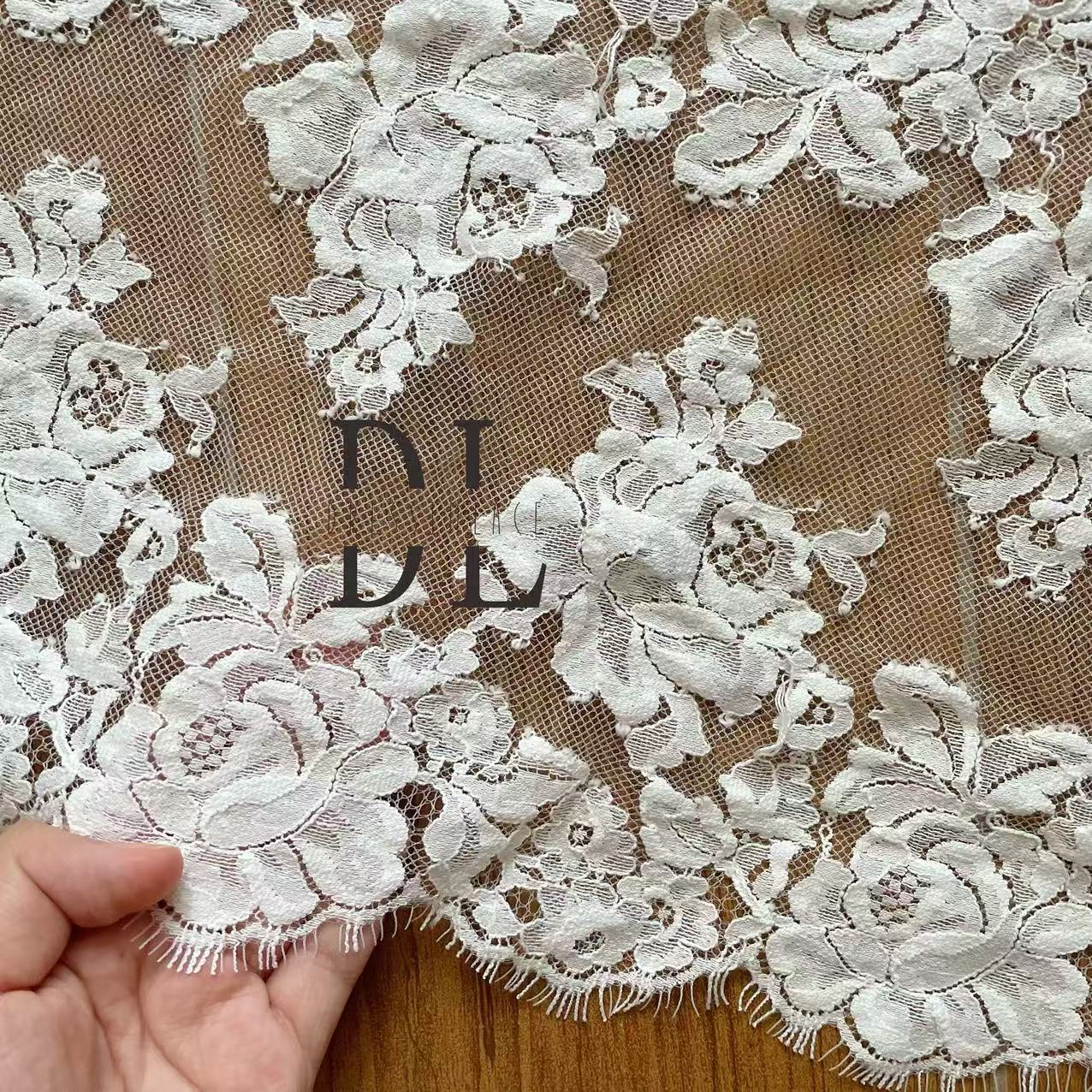 Double-side Chantilly lace trims for fashion clothes, bridal dresses, wedding veils accessories, DIY cloth accessories