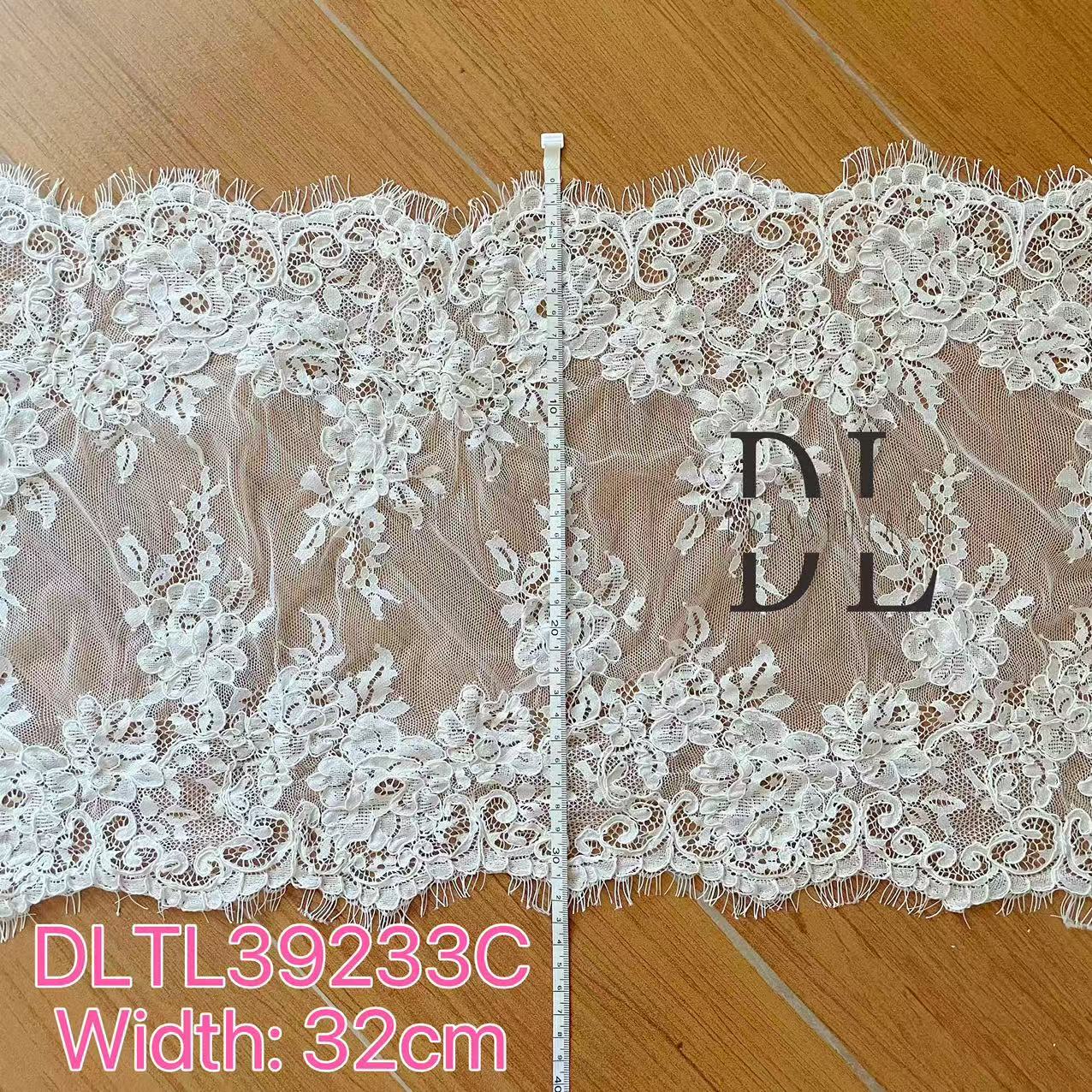 DL130013 Tessuto di pizzo di fiori di raso 3D morbido di alta qualità con perline per abiti da sposa