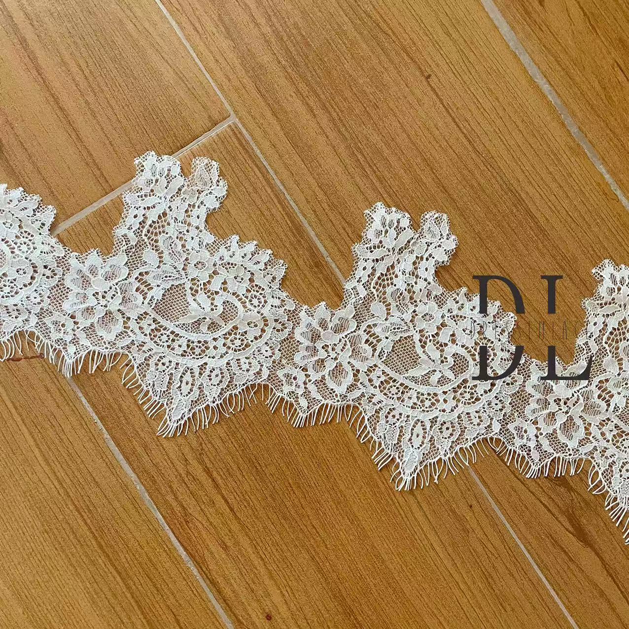 eyelash Chantilly single lace trims for bridal dresses, wedding gowns, home curtain textiles decorate, 3meters/roll
