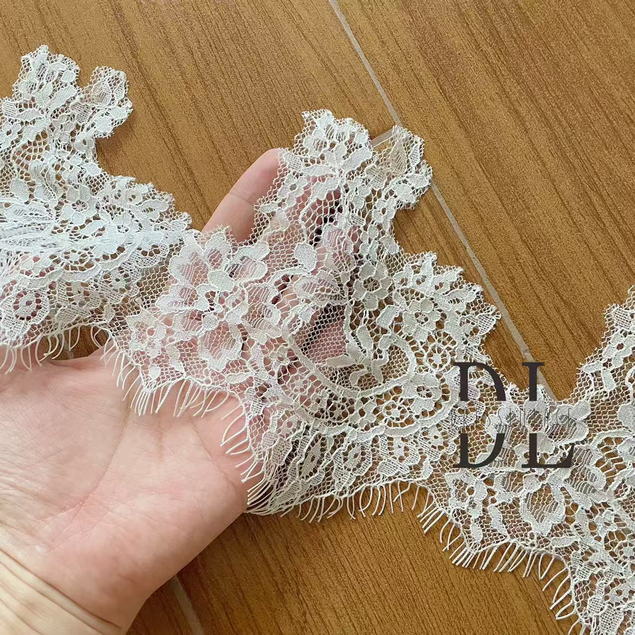 eyelash Chantilly single lace trims for bridal dresses, wedding gowns, home curtain textiles decorate, 3meters/roll