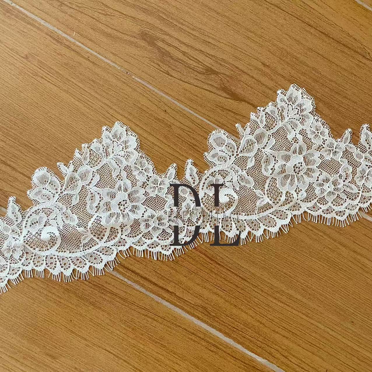 eyelash Chantilly single lace trims for bridal dresses, wedding gowns, home curtain textiles decorate, 3meters/roll