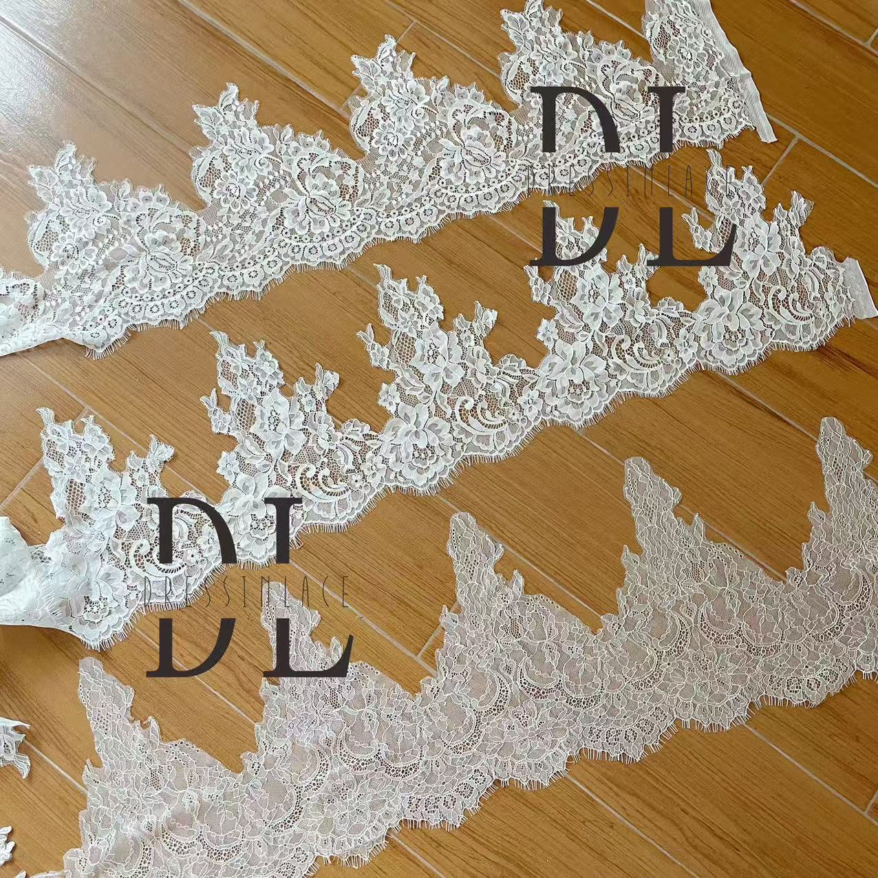 eyelash Chantilly lace trims for bridal dresses, wedding gowns, home curtain textiles decorate, 3meters/roll