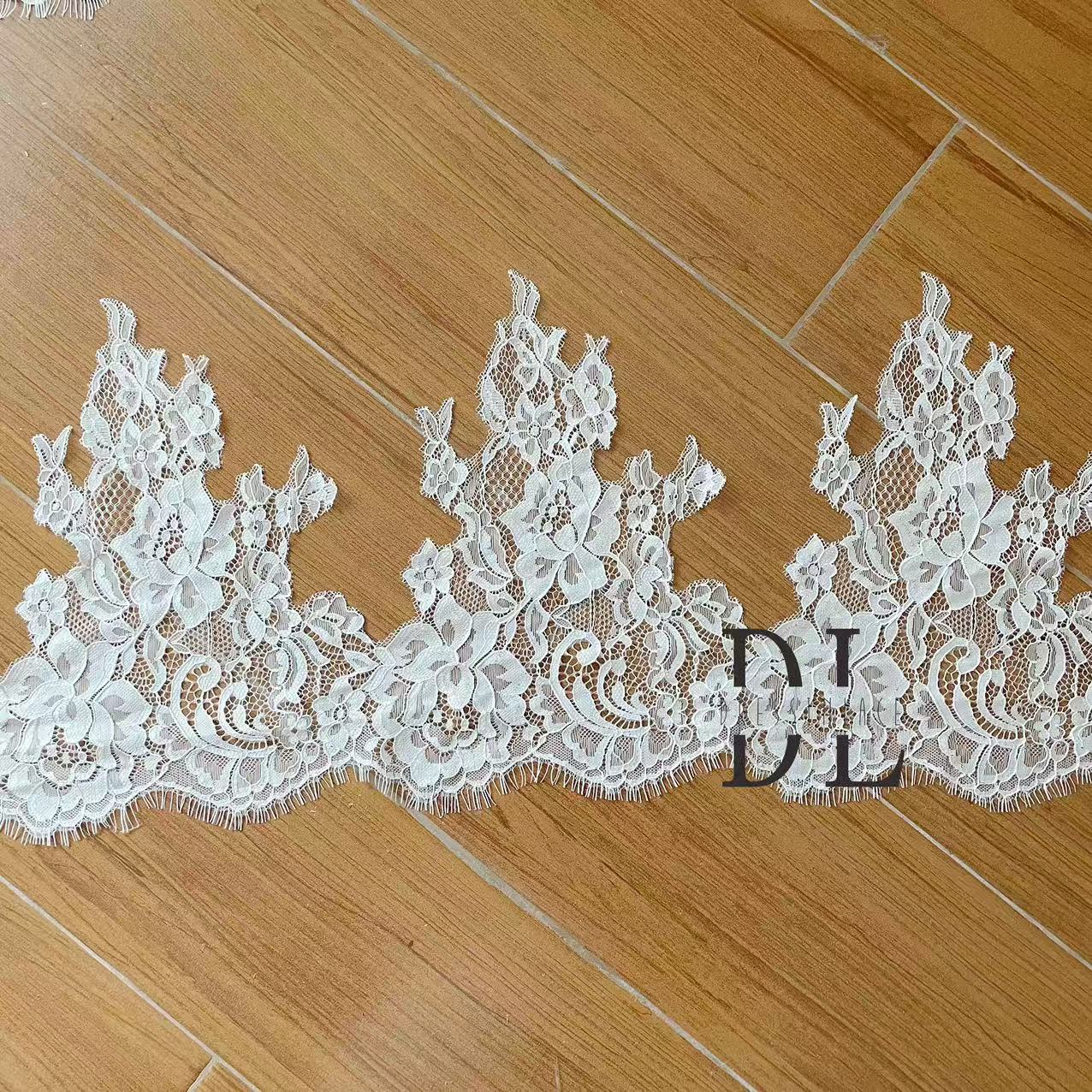eyelash Chantilly lace trims for bridal dresses, wedding gowns, home curtain textiles decorate, 3meters/roll