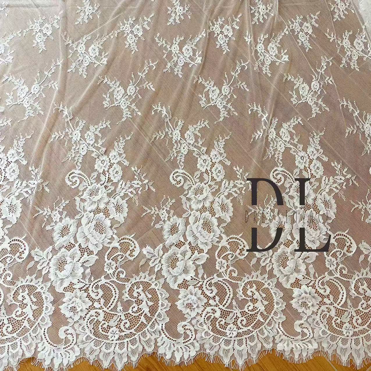 DL15104 Boho Fabrics Delicada tela de encaje Chantilly para vestidos de novia: material de pestañas suave y exquisito