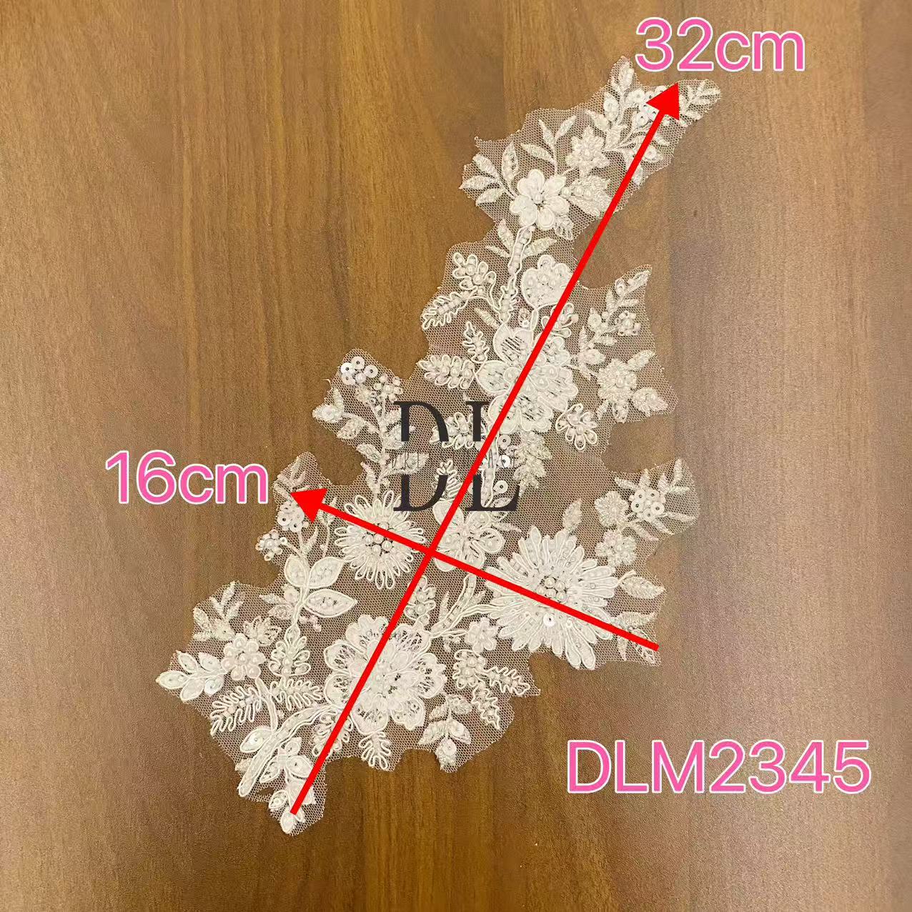 DLM2345&DLM2346 beaded Embroidery Lace patches for bride dresses, bridal veils, DIY fashion clothes accessories