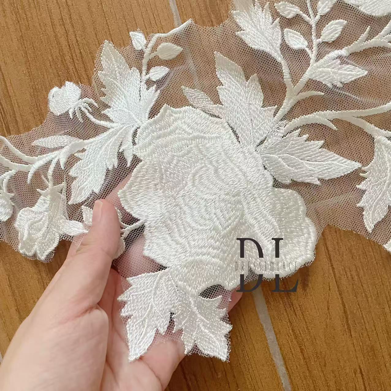 DLM2310&DLM2342 heavy stiches of Embroidery Lace appliques for wedding dresses, bridal veils, high custom fashion clothes accessories