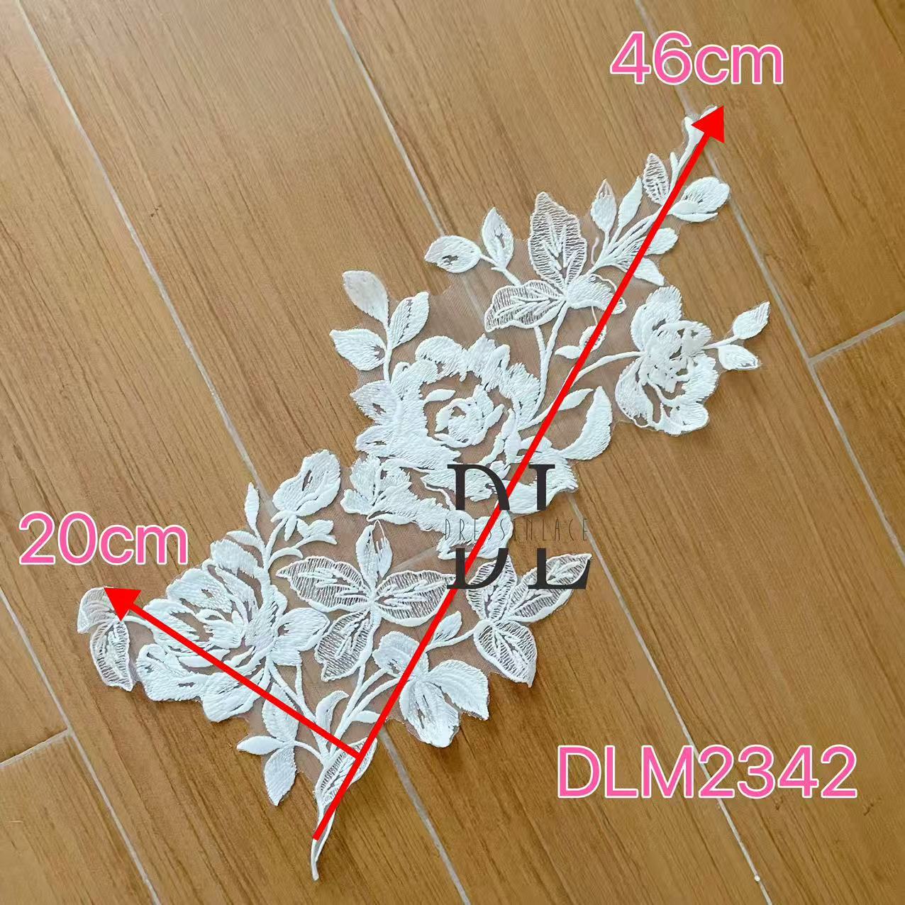 DLM2310&DLM2342 heavy stiches of Embroidery Lace appliques for wedding dresses, bridal veils, high custom fashion clothes accessories