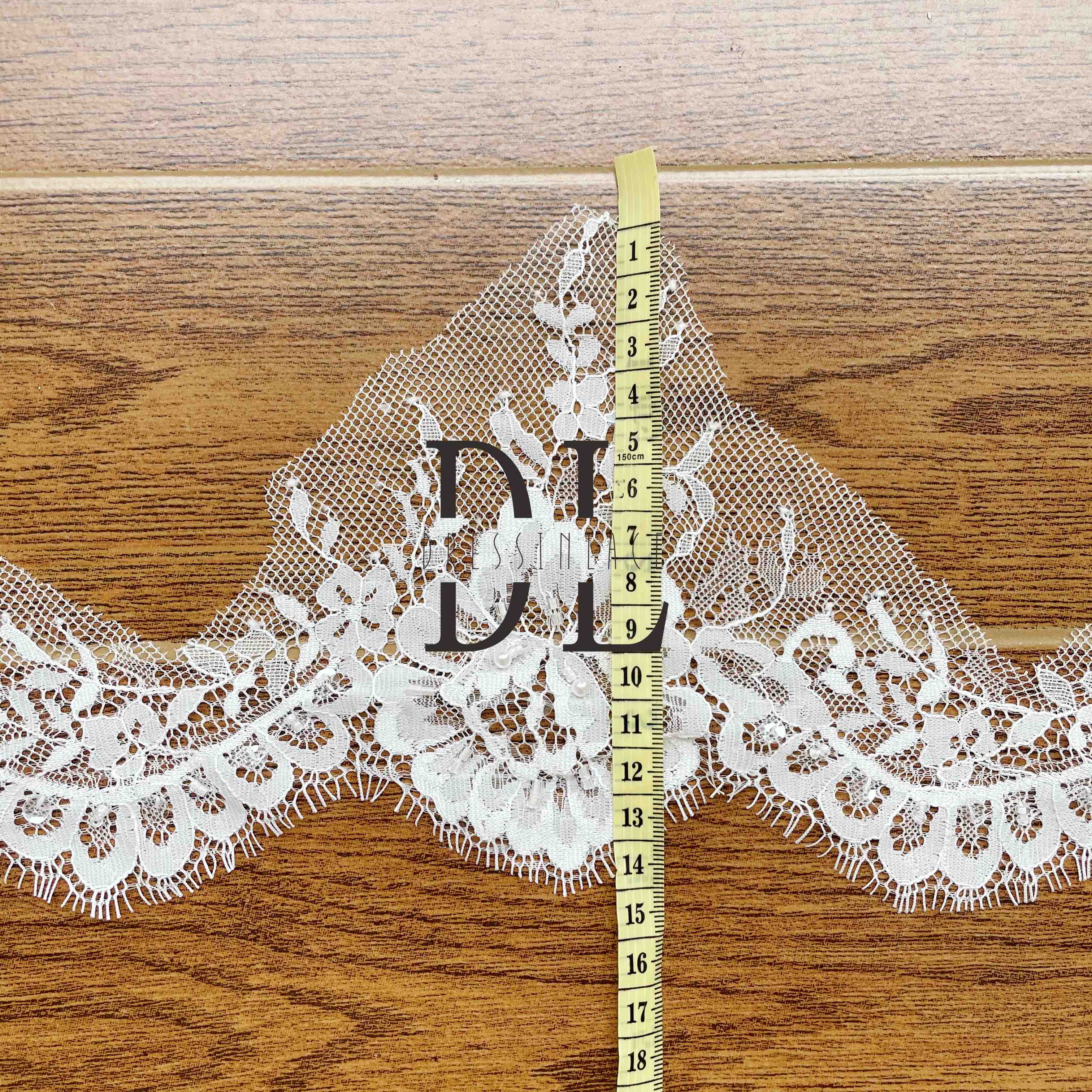 DLTL14197 Classic Trimming Lace With Handmade Sewing Beads For Bridal Veils DLTL14197