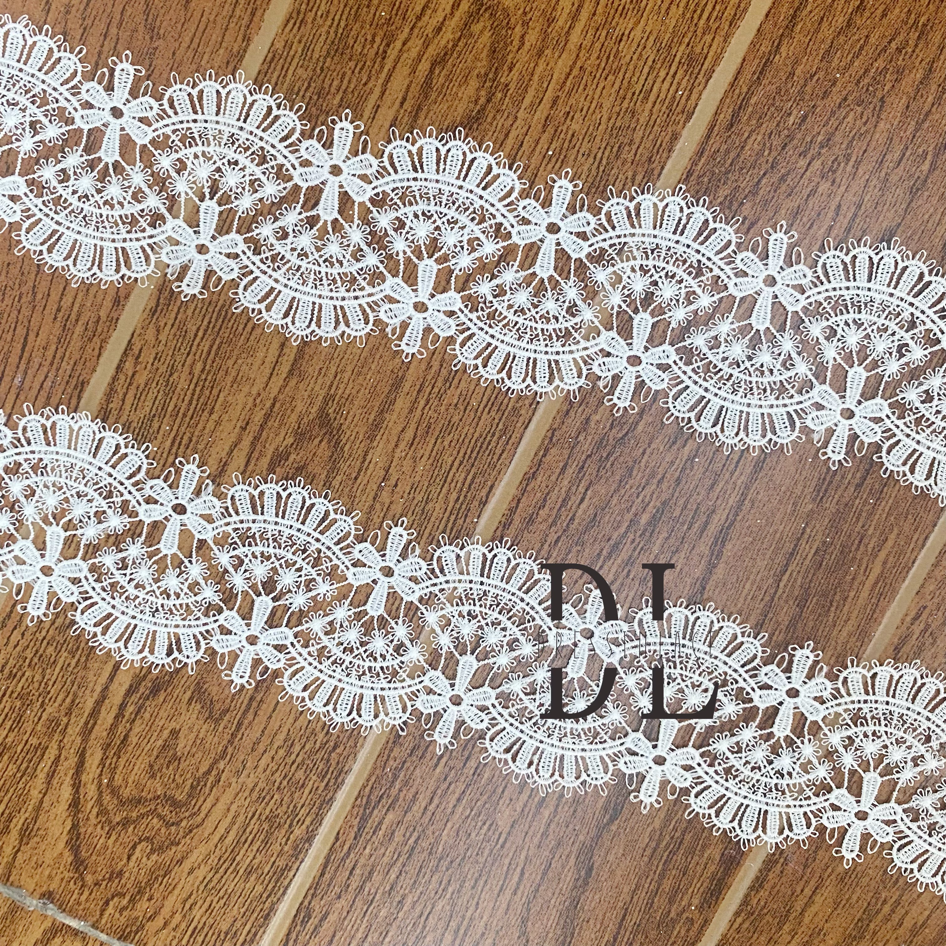 DLG55259 Flowers Guipure Lace Borders Fashion Designs For Bride Head Veils Dresses and accessories