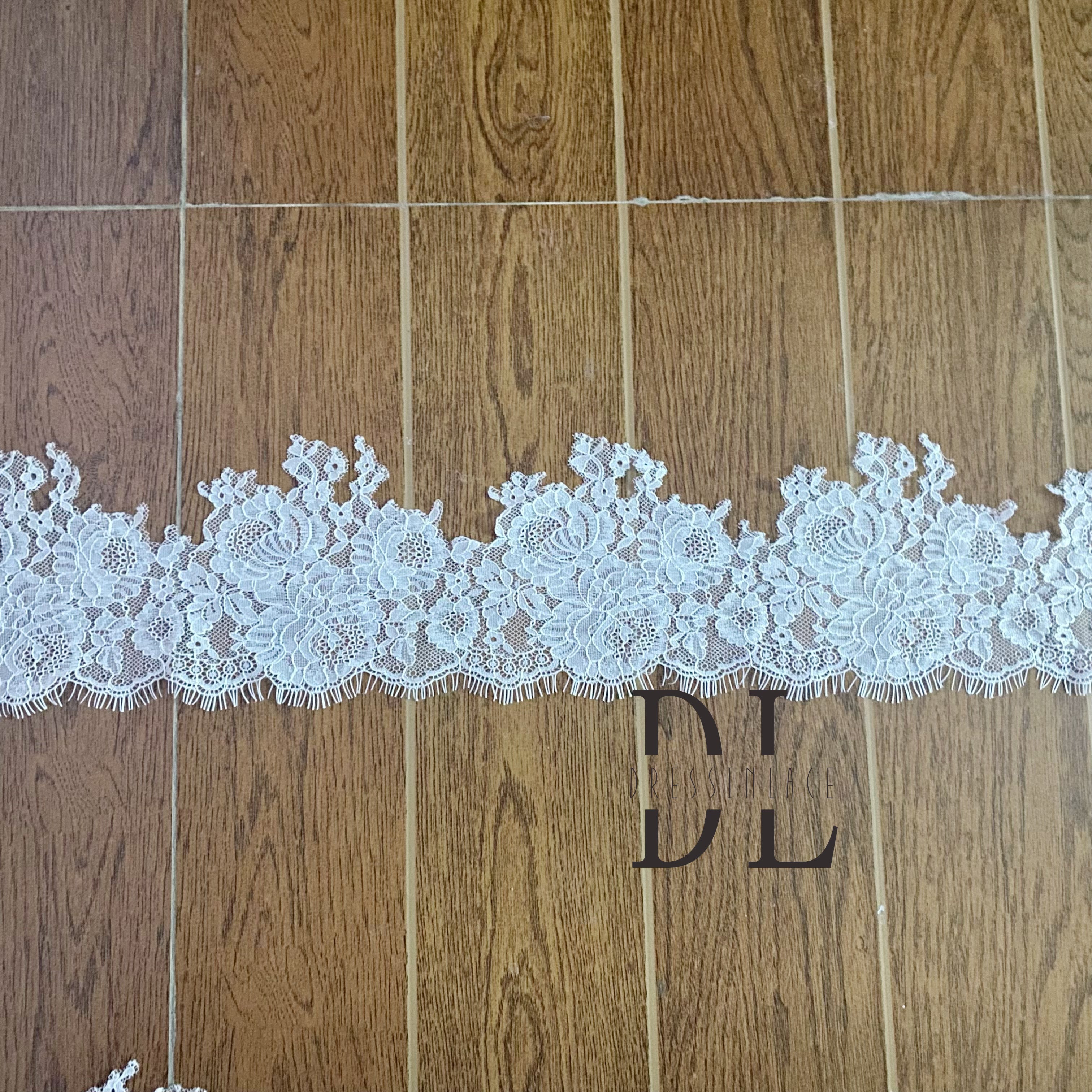 DLTL12206 New Flowers French Chantilly Trimming Lace For Bridal Veils Kids Dresses and Clothing Accessories