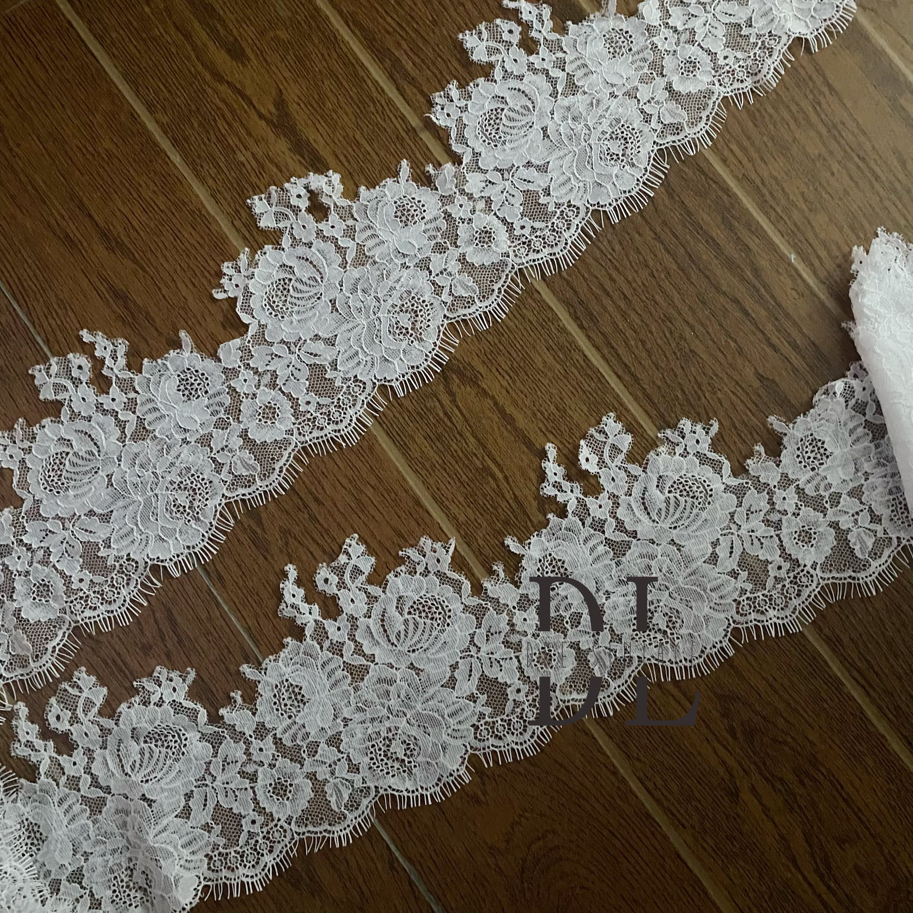 DLTL12206 New Flowers French Chantilly Trimming Lace For Bridal Veils Kids Dresses and Clothing Accessories