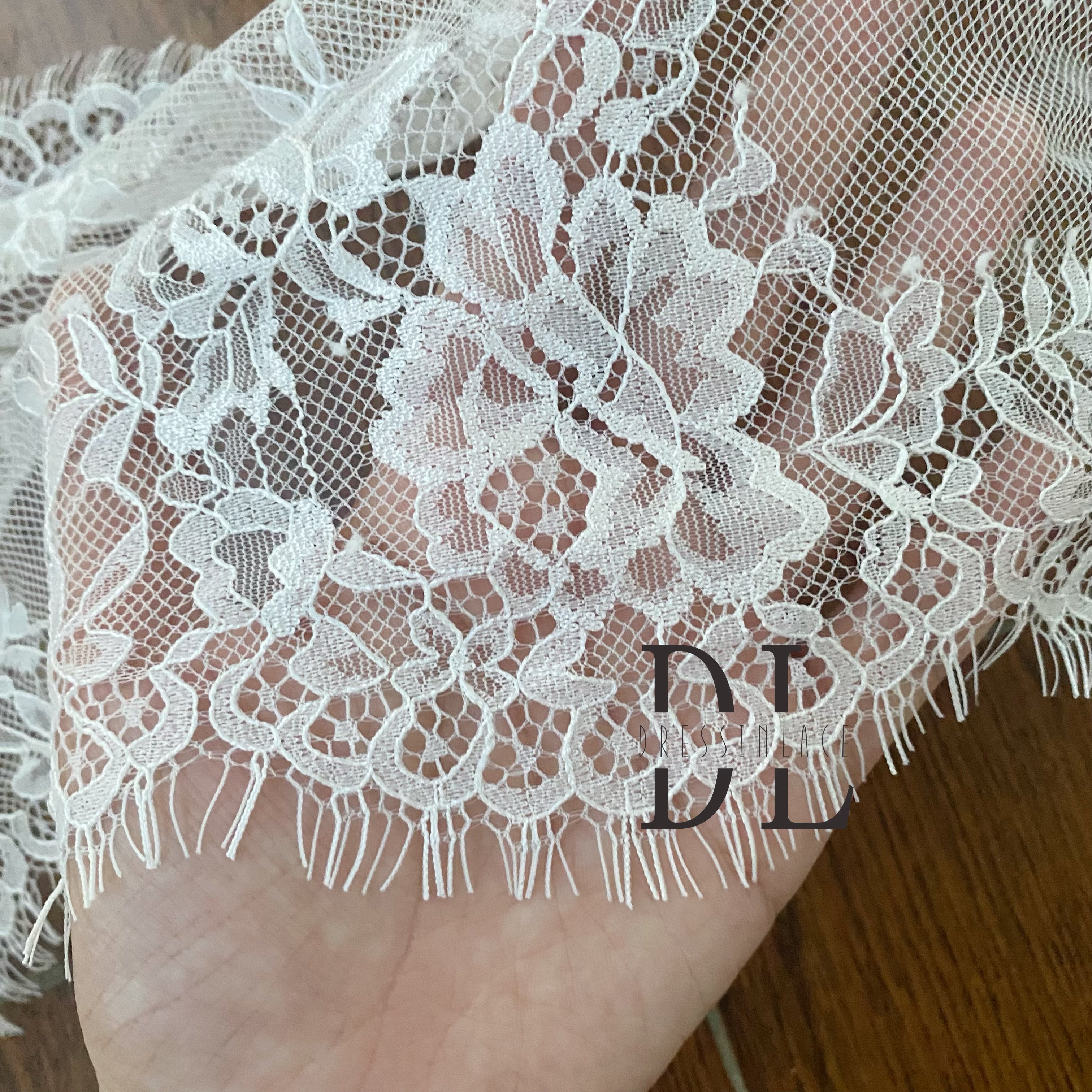 DLTL21197 Classico pizzo con rifiniture laterali doppie per veli da sposa e abiti 