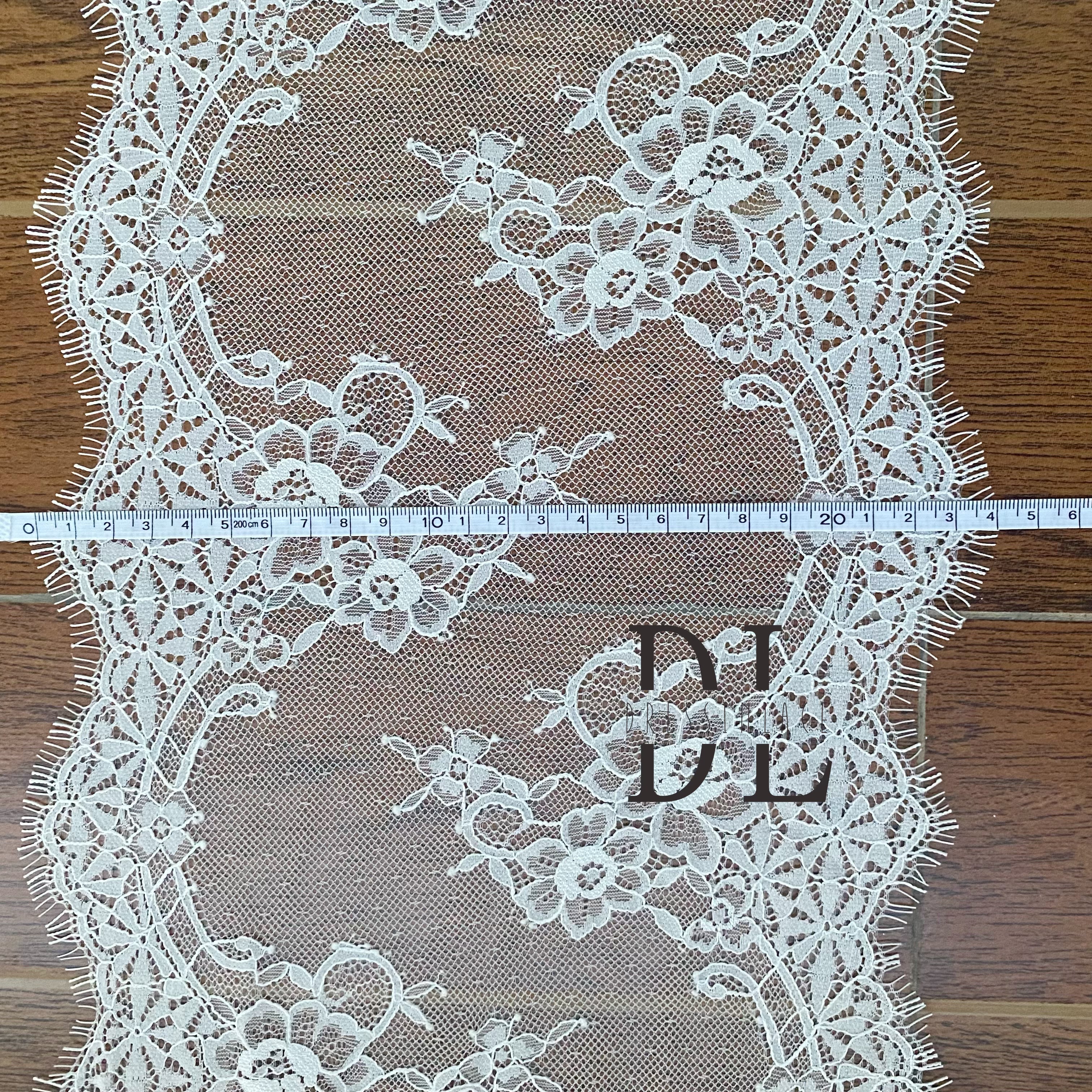 DLTL24203 New Double Side French Chantilly Lace Trim  For Bridal Veils Garment Dresses and Clothing