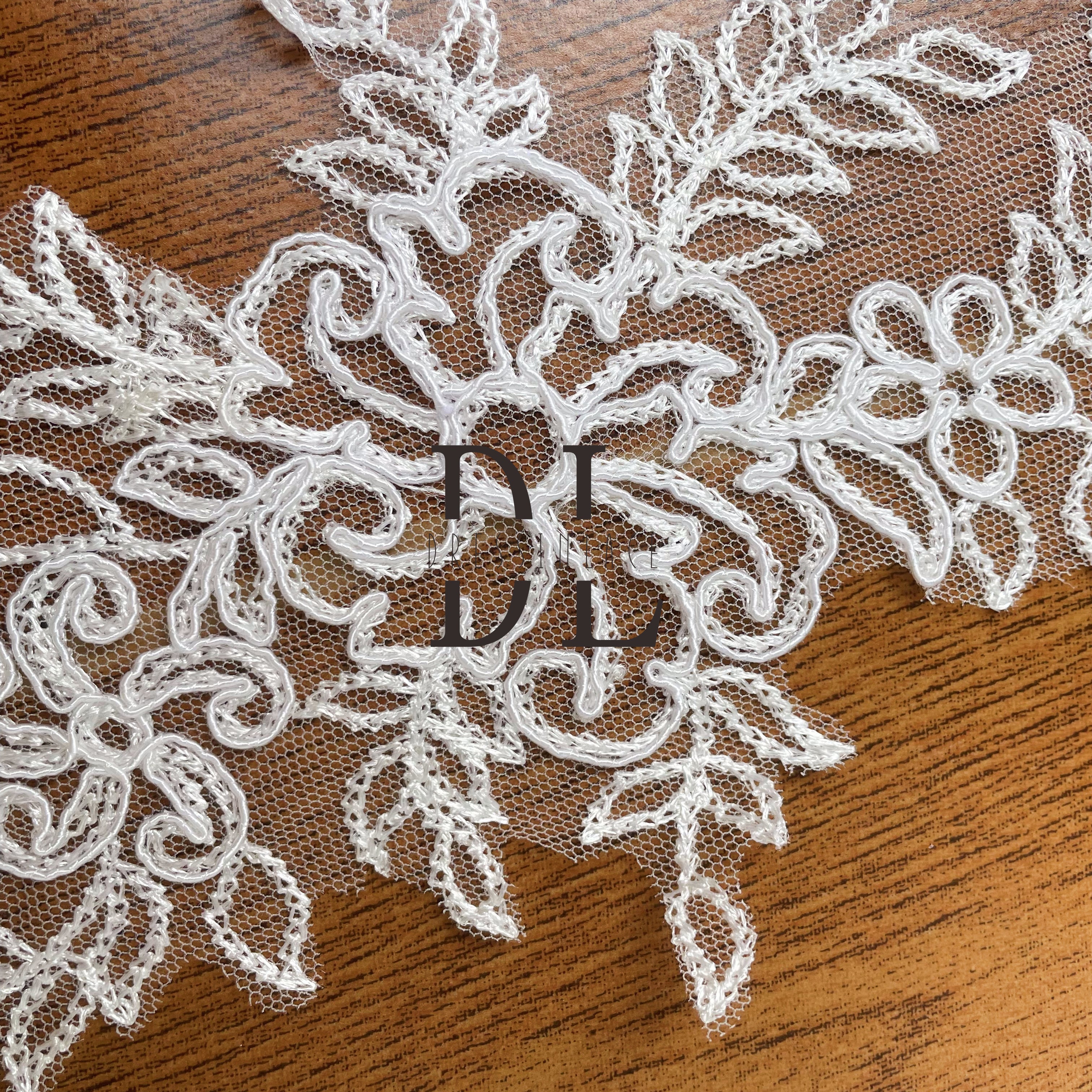 DLM2262 flowers lace motifs with cording for bridal dresses DIY accessories appliques